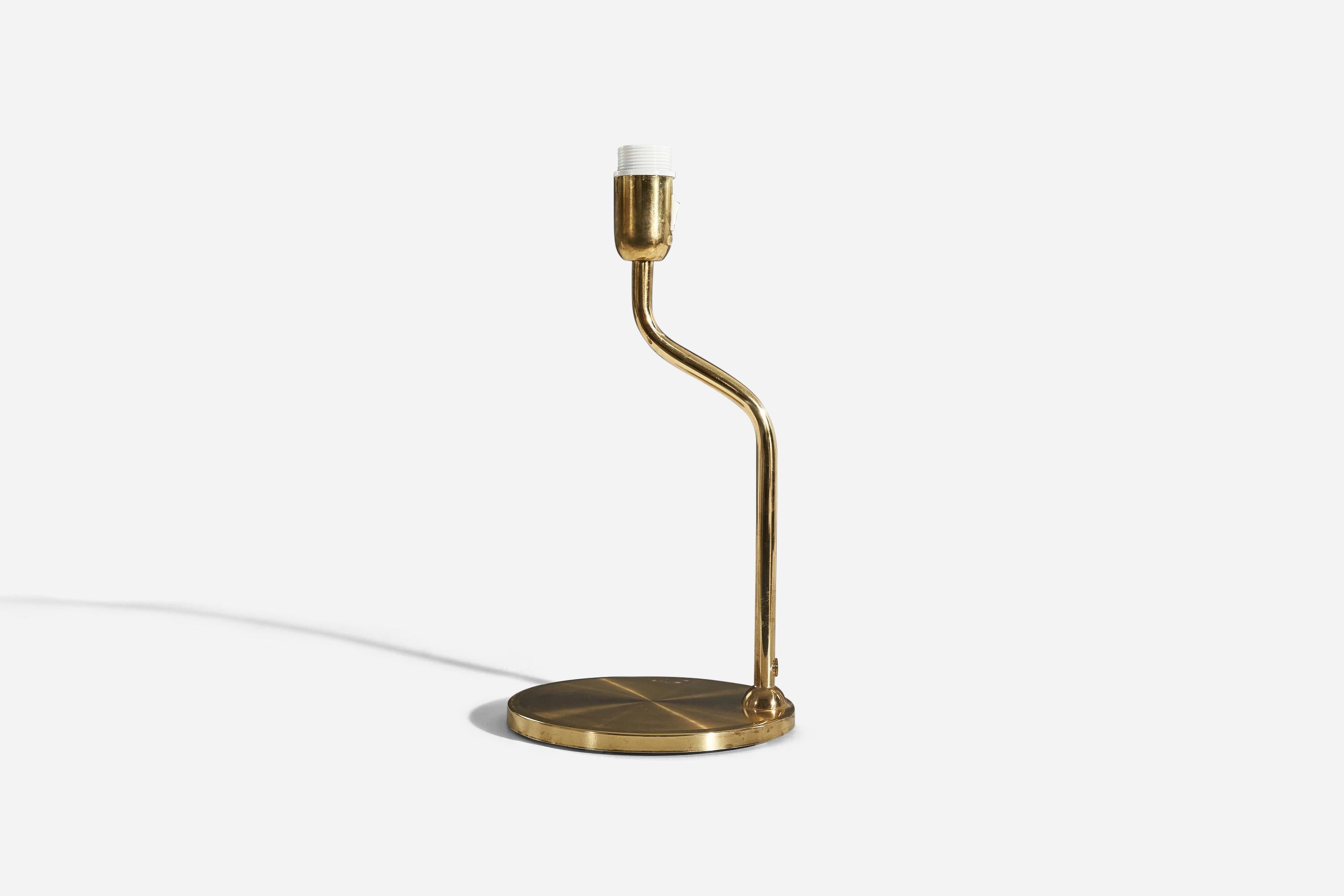 Swedish Designer, Table Lamp, Brass, Sweden, C. 1970s In Good Condition For Sale In High Point, NC