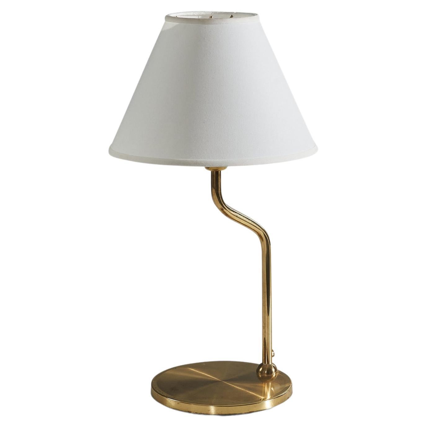 Swedish Designer, Table Lamp, Brass, Sweden, C. 1970s