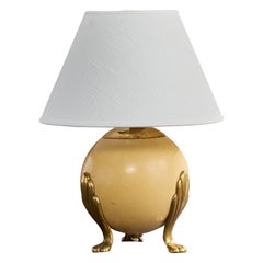 Designer suédois, lampe de table, laiton, Wood, Suède, années 1940