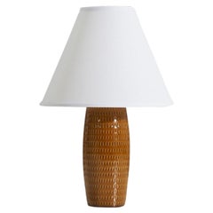 Designer suédois, lampe de bureau, faïence émaillée brune, Suède, vers les années 1950