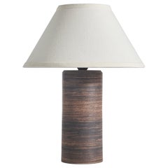 Swedish Designer, Table Lamp, Brown Stoneware, Sweden, C. 1960s