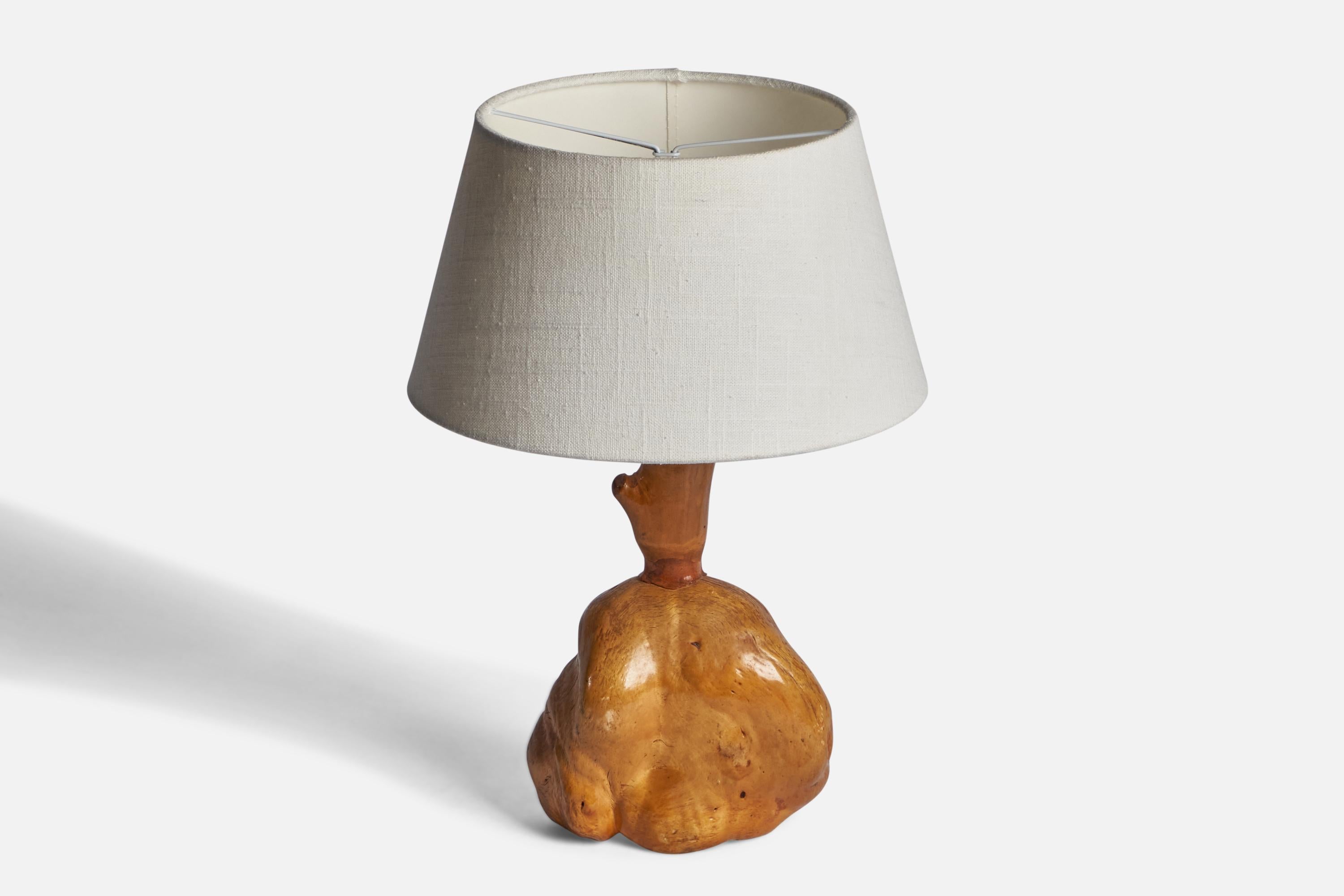 Swedish Designer, Table Lamp, Burl, Sweden, 1960s In Good Condition For Sale In High Point, NC