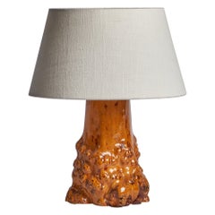 Designer svedese, lampada da tavolo, legno di radica, Svezia, anni '40