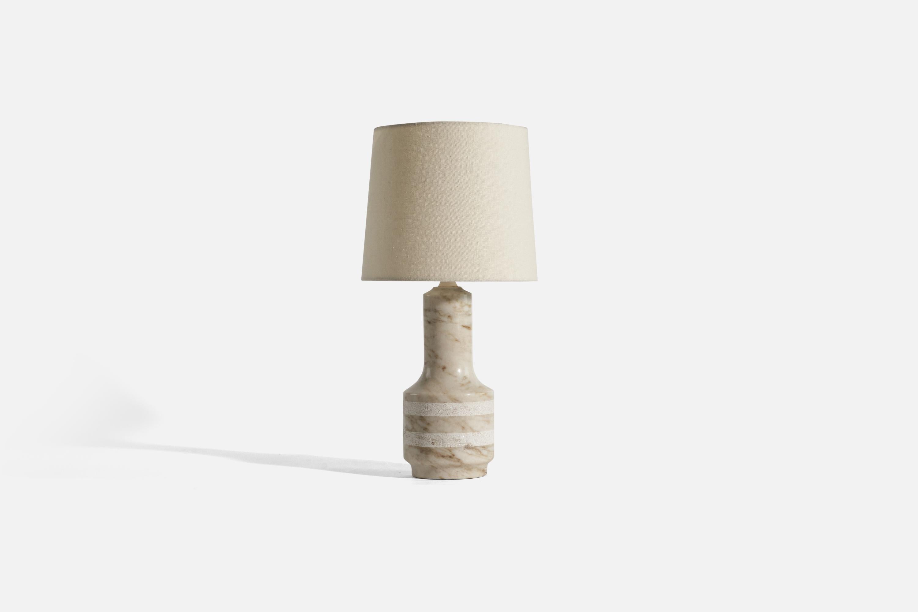 Modern Swedish Designer, Table Lamp, Carrara Marble, Sweden 1970s For Sale