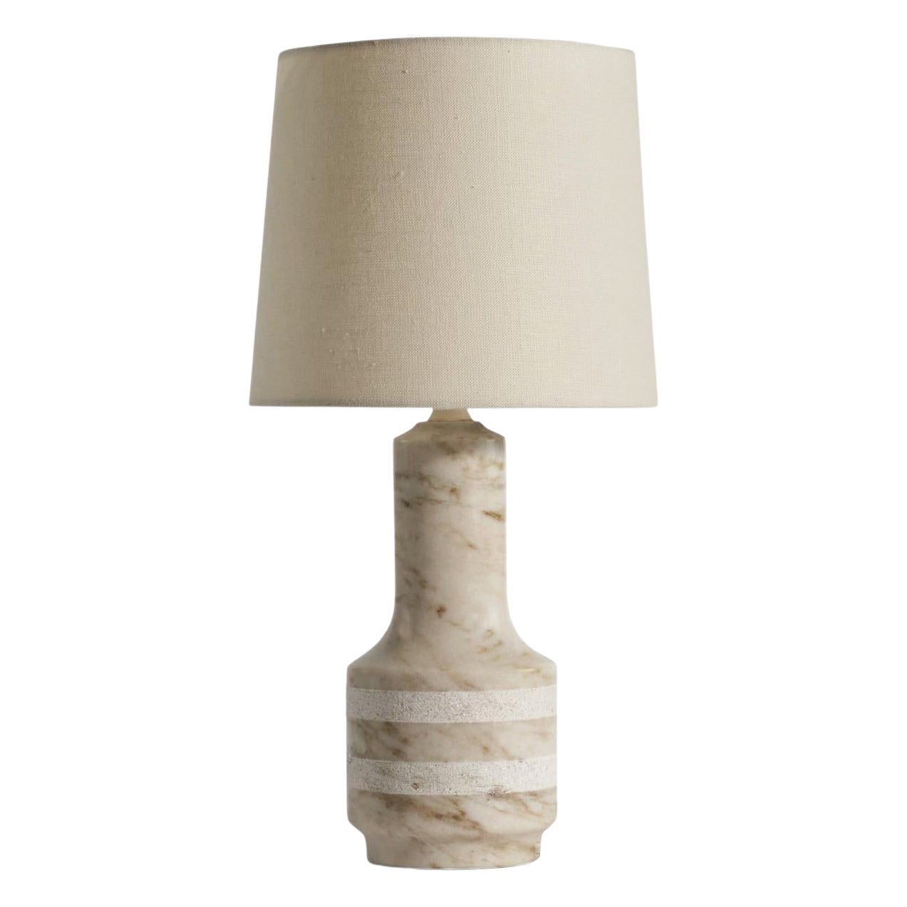 Swedish Designer, Table Lamp, Carrara Marble, Sweden 1970s
