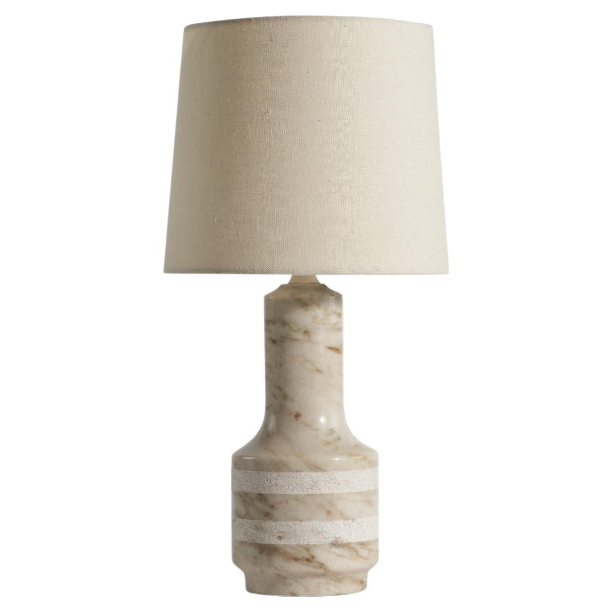 Swedish Designer, Table Lamp, Carrara Marble, Sweden 1970s