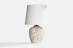 Swedish Designer, Table Lamp, Ceramic, Brass, Sweden, 1930s