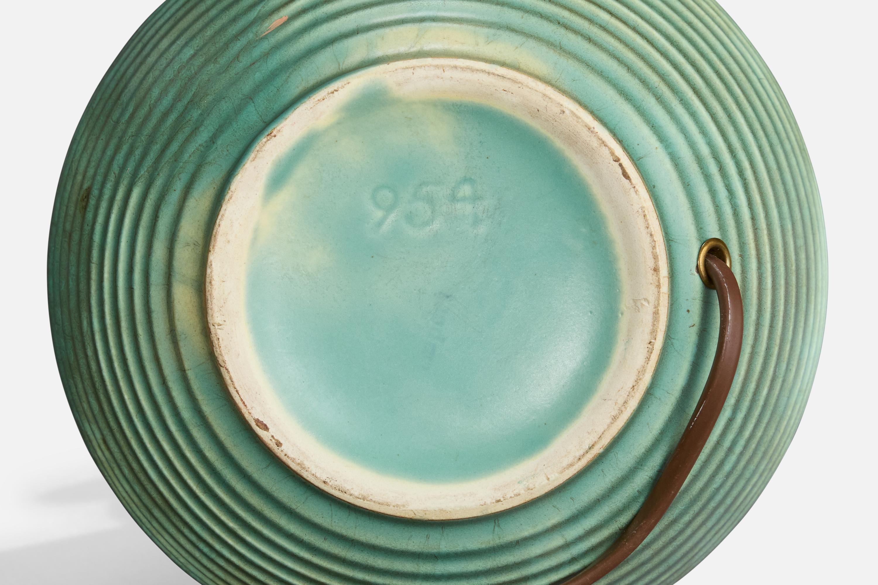Designer suédois, lampe de bureau, céramique, laiton, Suède, années 1930 en vente 1