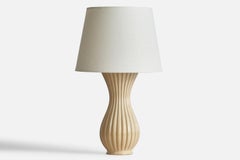 Swedish Designer, Table Lamp, Ceramic, Brass, Sweden, 1940s