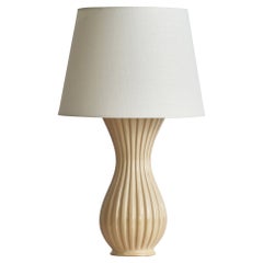 Swedish Designer, Table Lamp, Ceramic, Brass, Sweden, 1940s