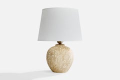 Schwedische Designerin, Tischlampe, Keramik, Messing, Schweden, 1940er Jahre