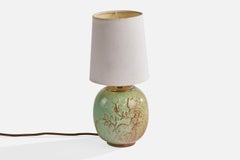 Swedish Designer, Table Lamp, Ceramic, Chrome, Fabric, Sweden, 1930s