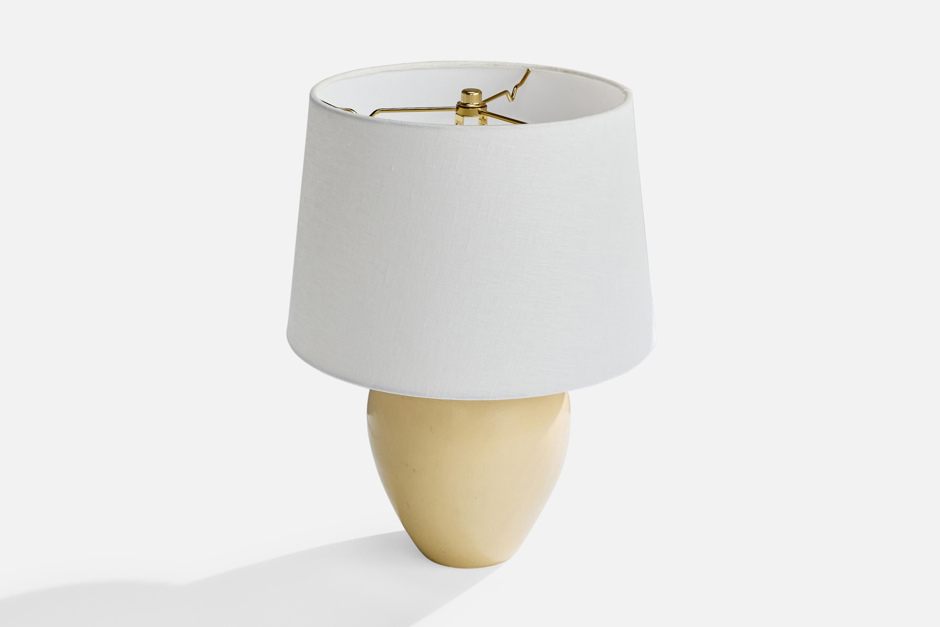 Schwedische Designerin, Tischlampe, Keramik, Metall, Schweden, 1930er Jahre (Skandinavische Moderne) im Angebot