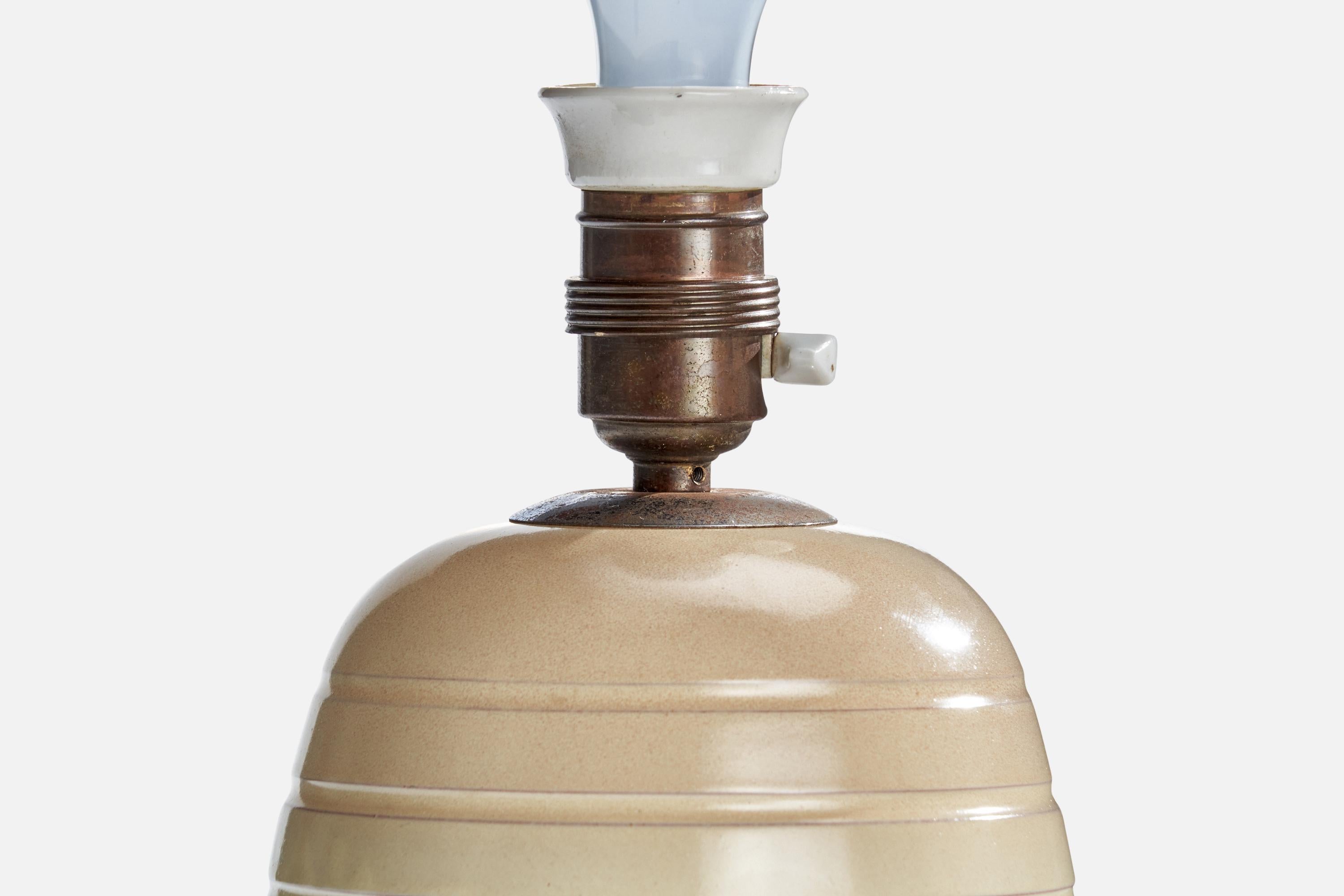 Mid-20th Century Swedish Designer, Table Lamp, Ceramic, Sweden, 1930s