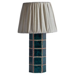 Swedish Designer, Table Lamp, Ceramic Tile, Fabric, Sweden, 1960s