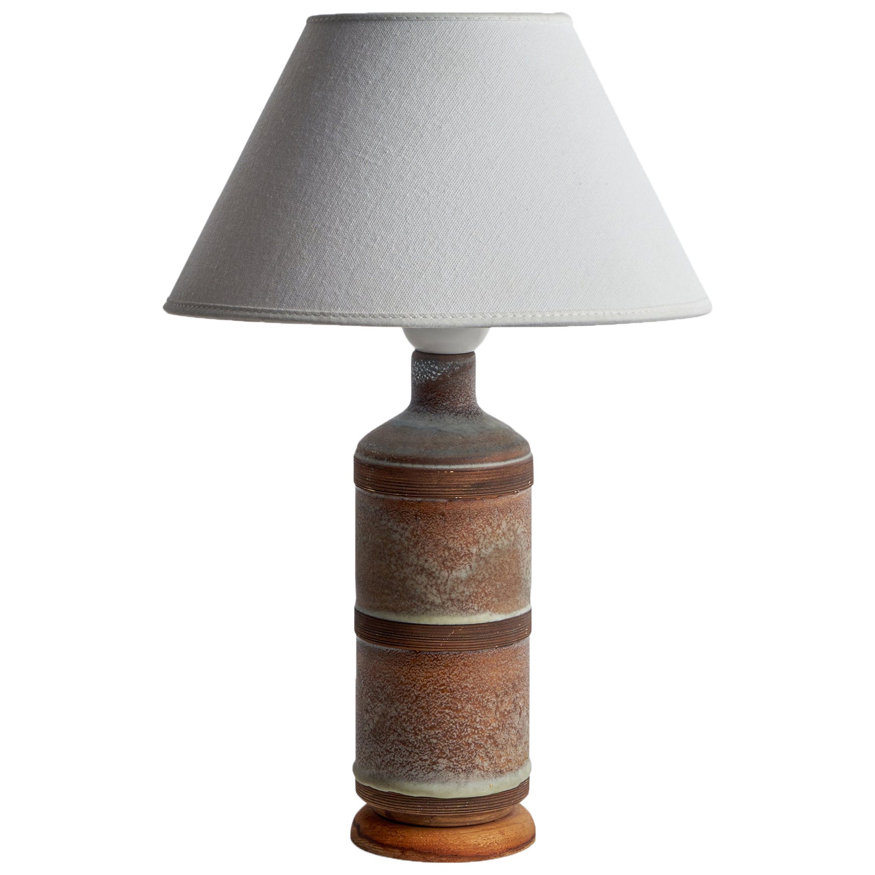 Schwedische Designerin, Tischlampe, Keramik, Holz, Schweden, 1950er Jahre