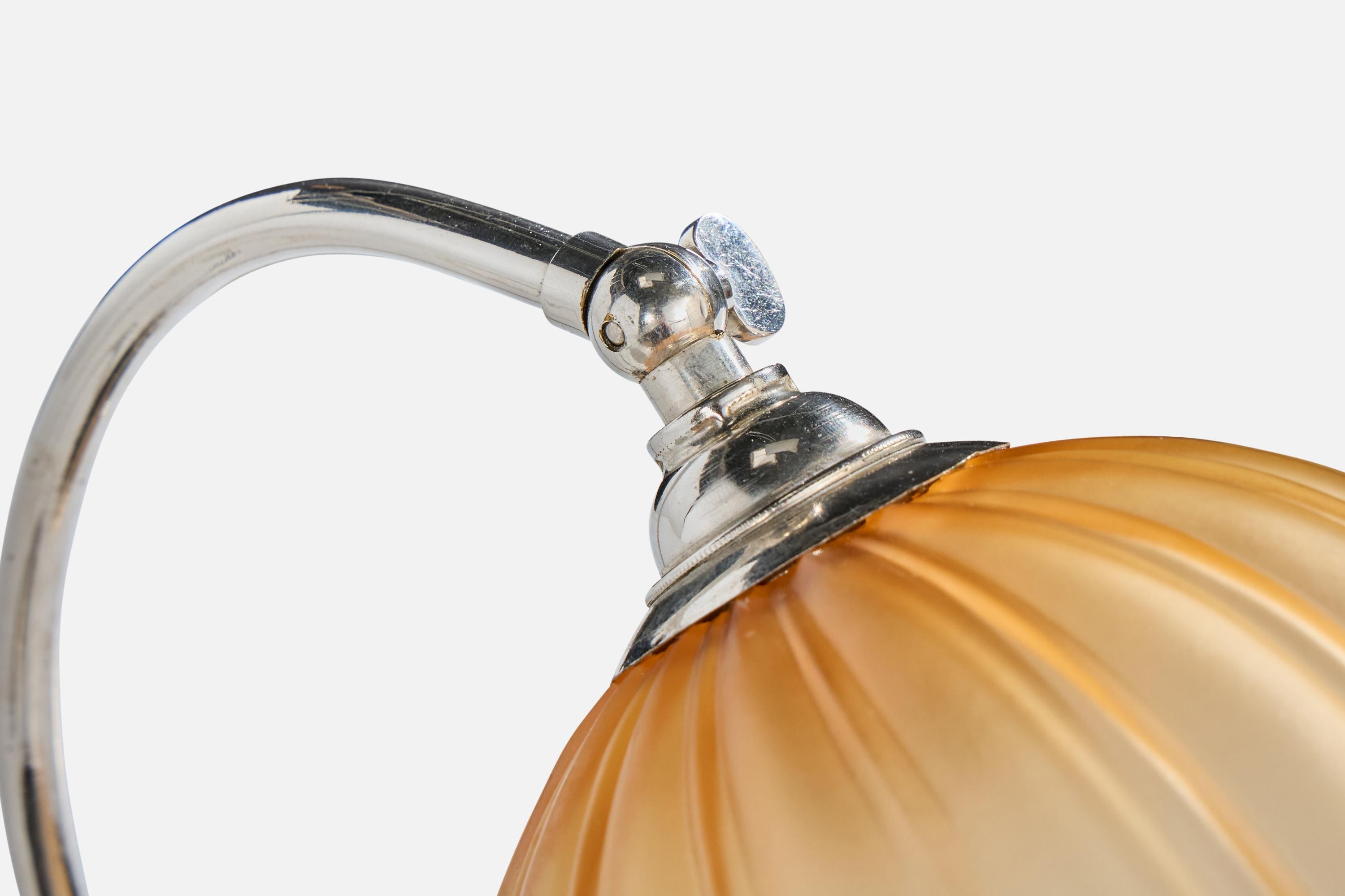 Swedish Designer, Table Lamp, Chrome, Glass, Sweden, 1930s For Sale 1