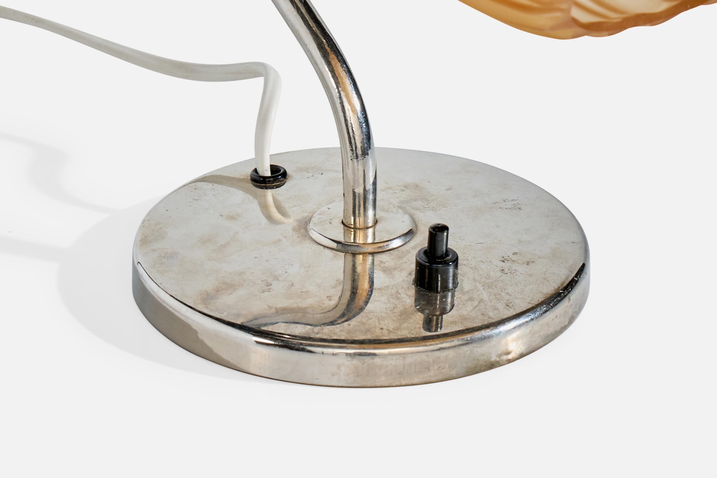 Swedish Designer, Table Lamp, Chrome, Glass, Sweden, 1930s For Sale 3