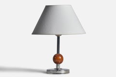 Schwedische Designerin, Tischlampe, Chrommetall, Birke, Schweden, 1930er Jahre