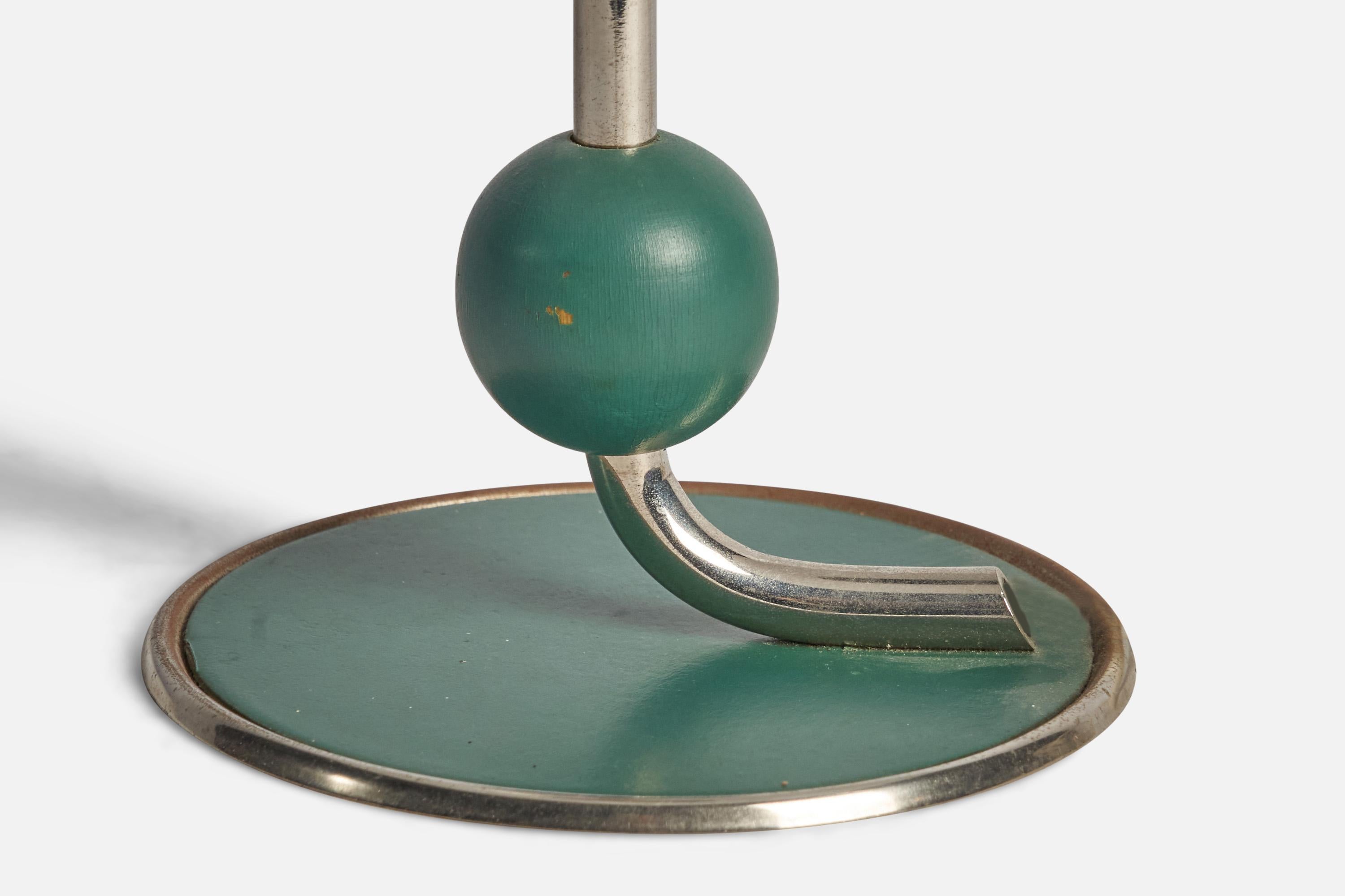 Mid-20th Century Swedish Designer, Table Lamp, Chrome, Wood, Sweden, 1930s For Sale
