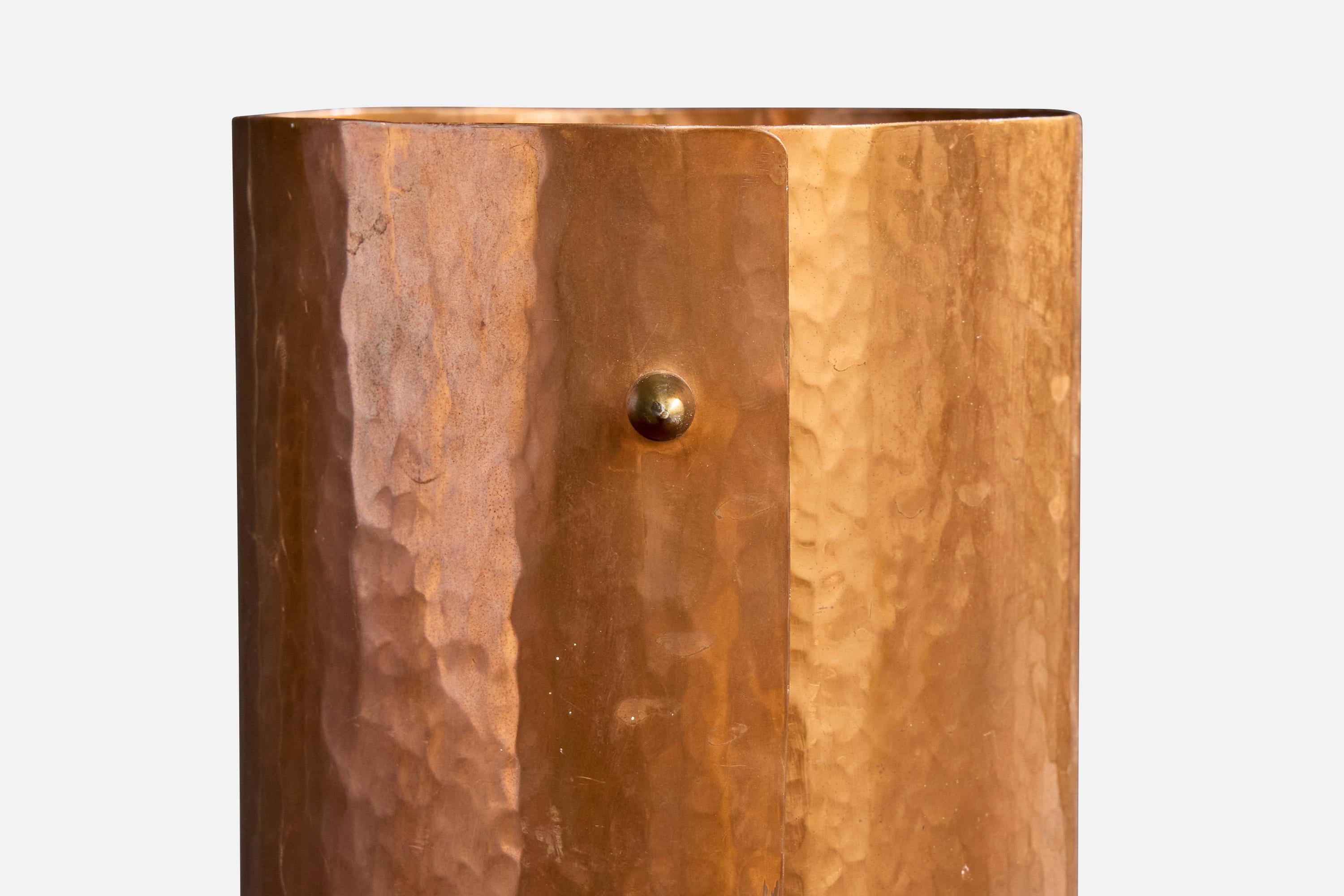 Swedish Designer, Table Lamp, Copper, Teak, Brass, Sweden, 1960s For Sale 2