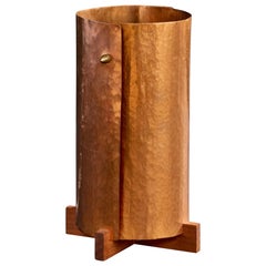 Swedish Designer, Table Lamp, Copper, Teak, Brass, Sweden, 1960s