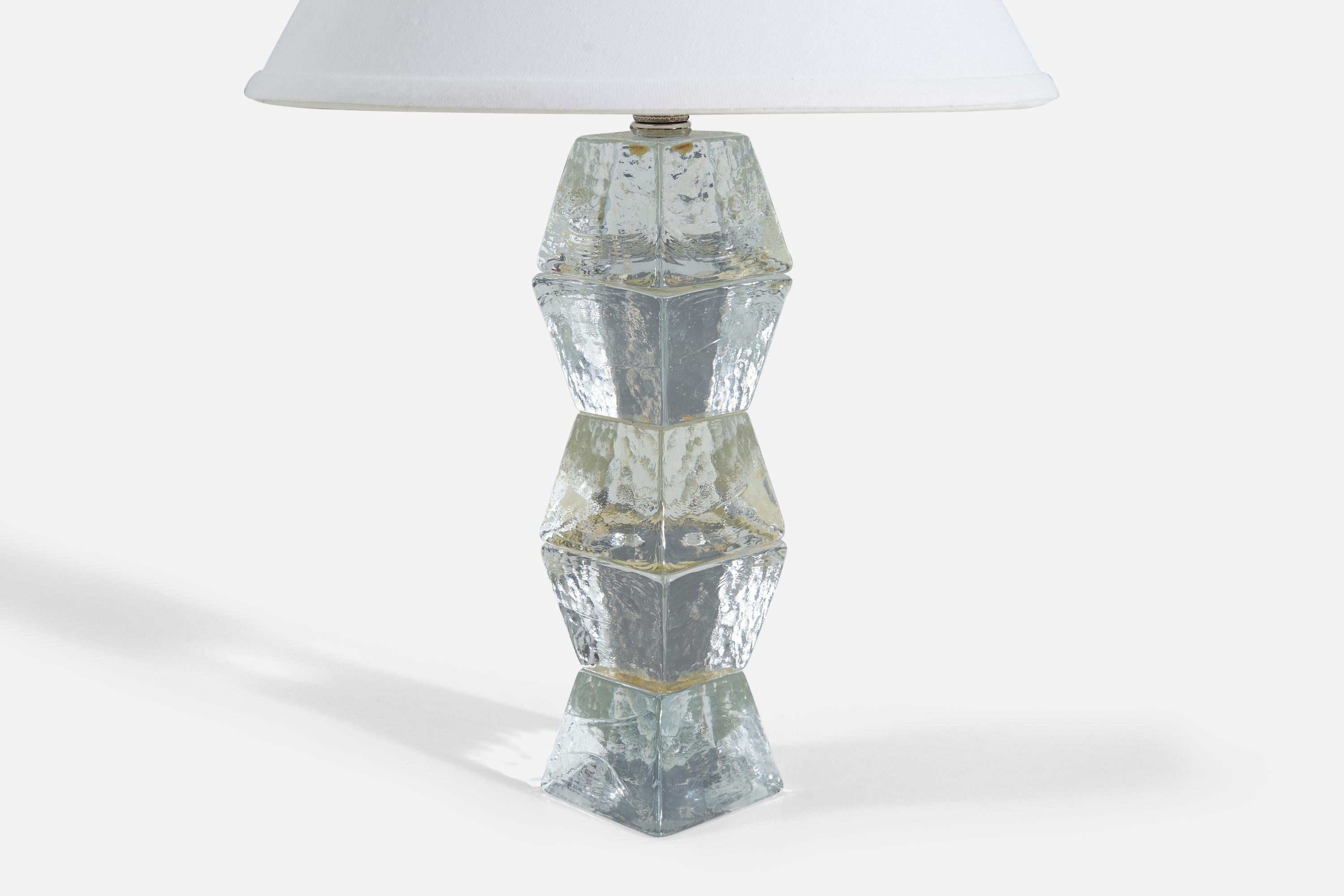 Late 20th Century Swedish Designer, Table Lamp, Faceted Glass, Sweden, 1970s For Sale