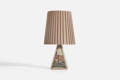 Egon Jakobsson, Table Lamp, Fossil Stone, Fabric, Sweden, 1990s