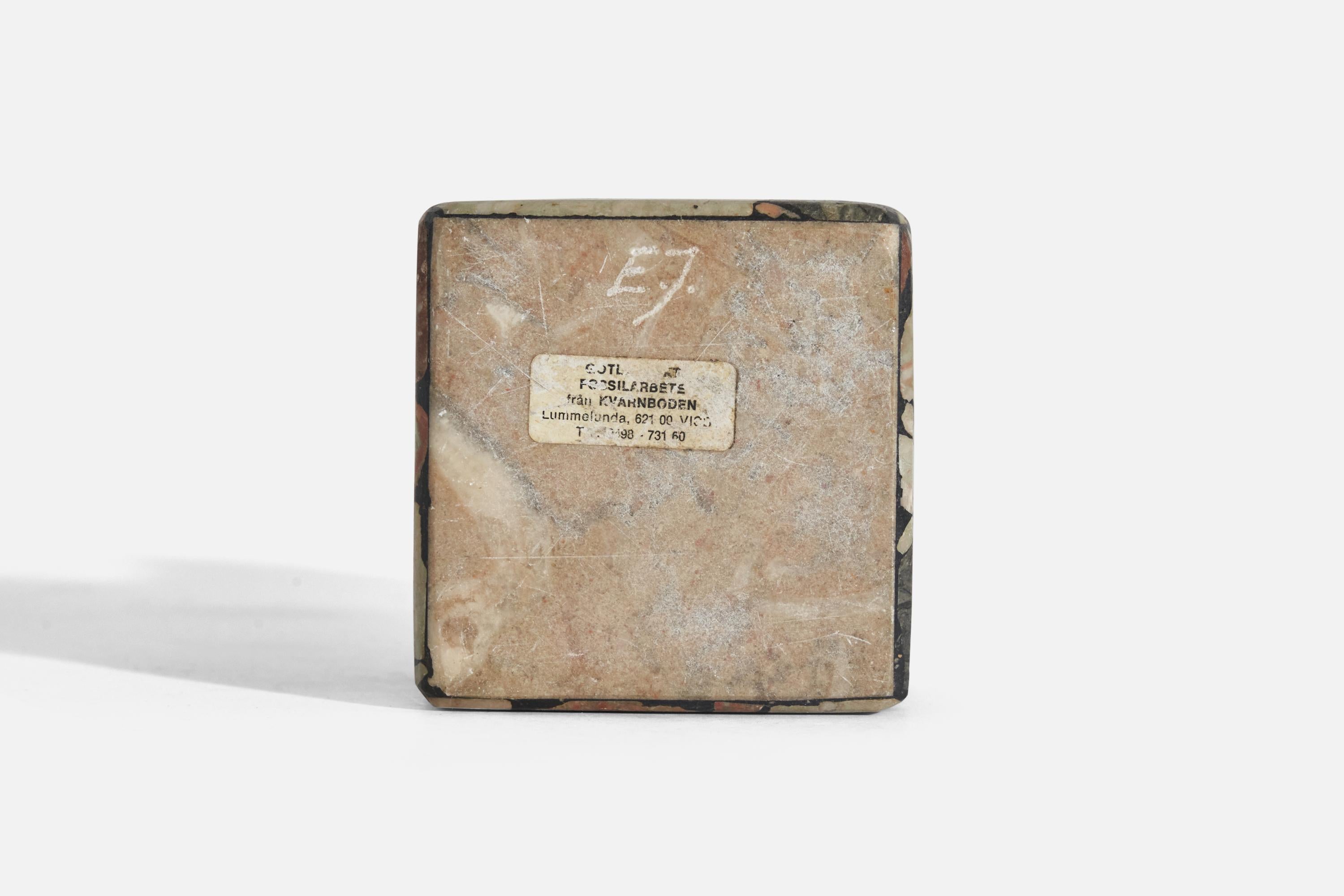 Late 20th Century Swedish Designer, Table Lamp, Fossil Stone, Fabric, Sweden, 1970s