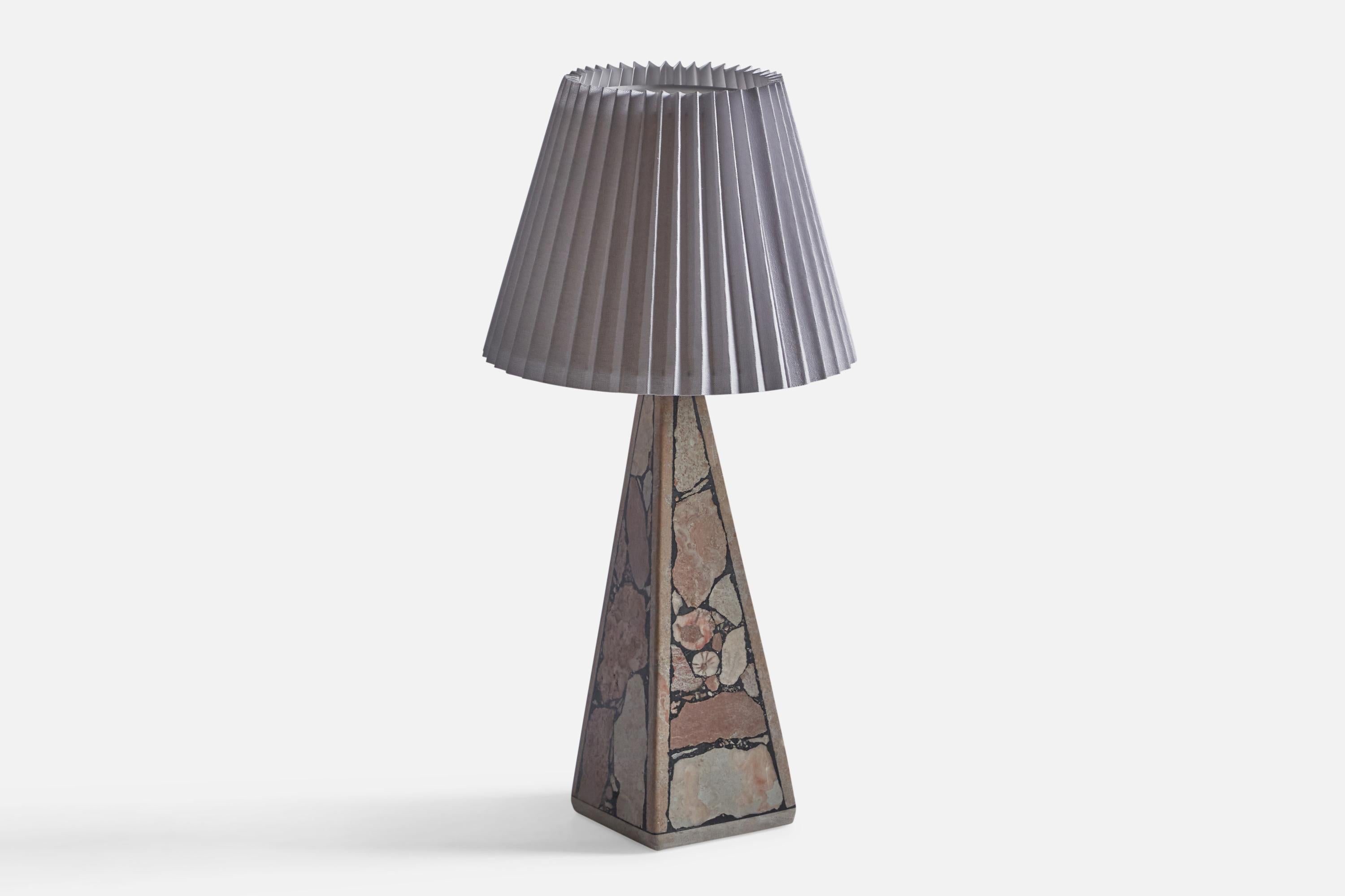 Mid-Century Modern Swedish Designer, Table Lamp, Fossil Stone, Paper, Sweden, 1970s For Sale