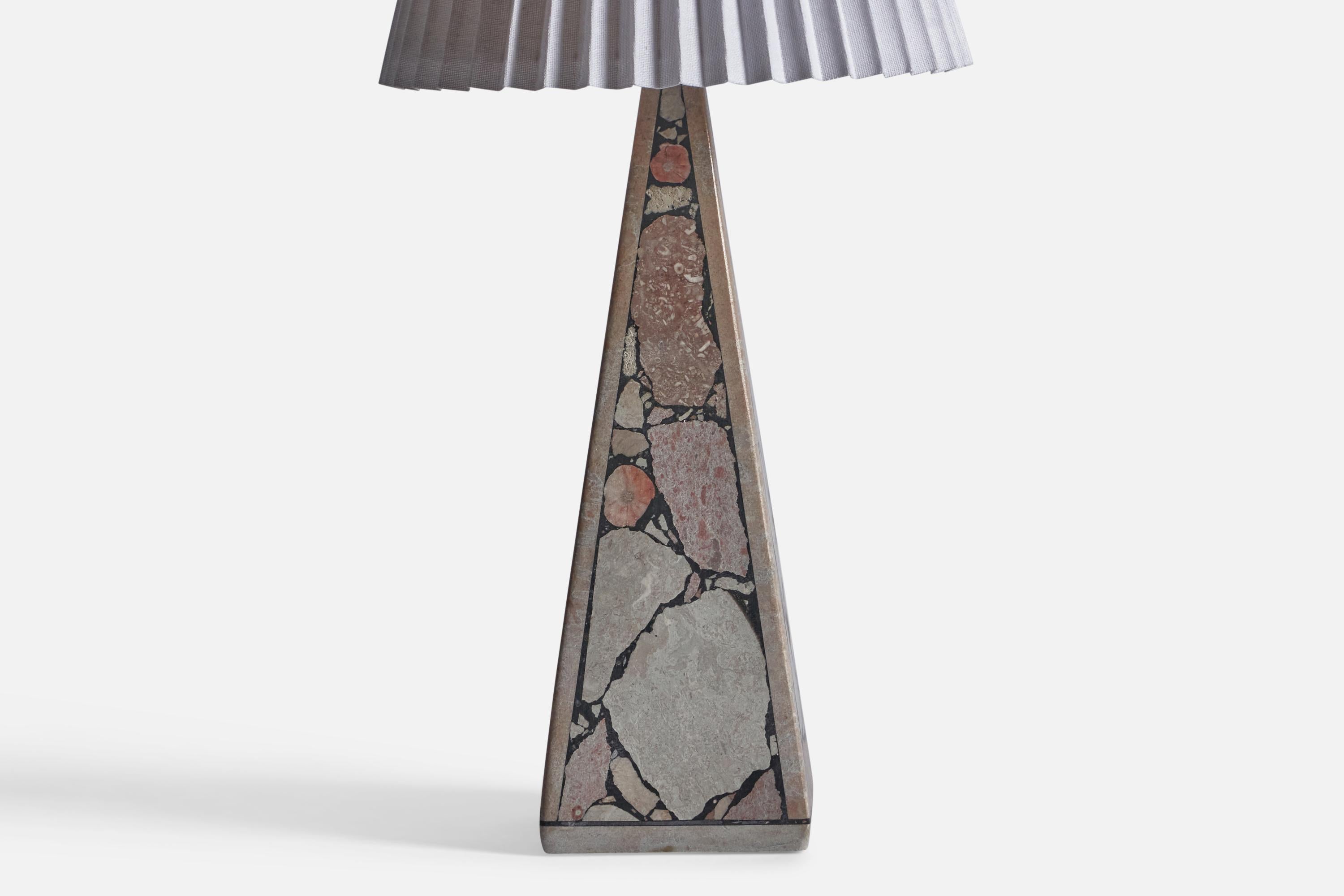 Swedish Designer, Table Lamp, Fossil Stone, Paper, Sweden, 1970s For Sale 1