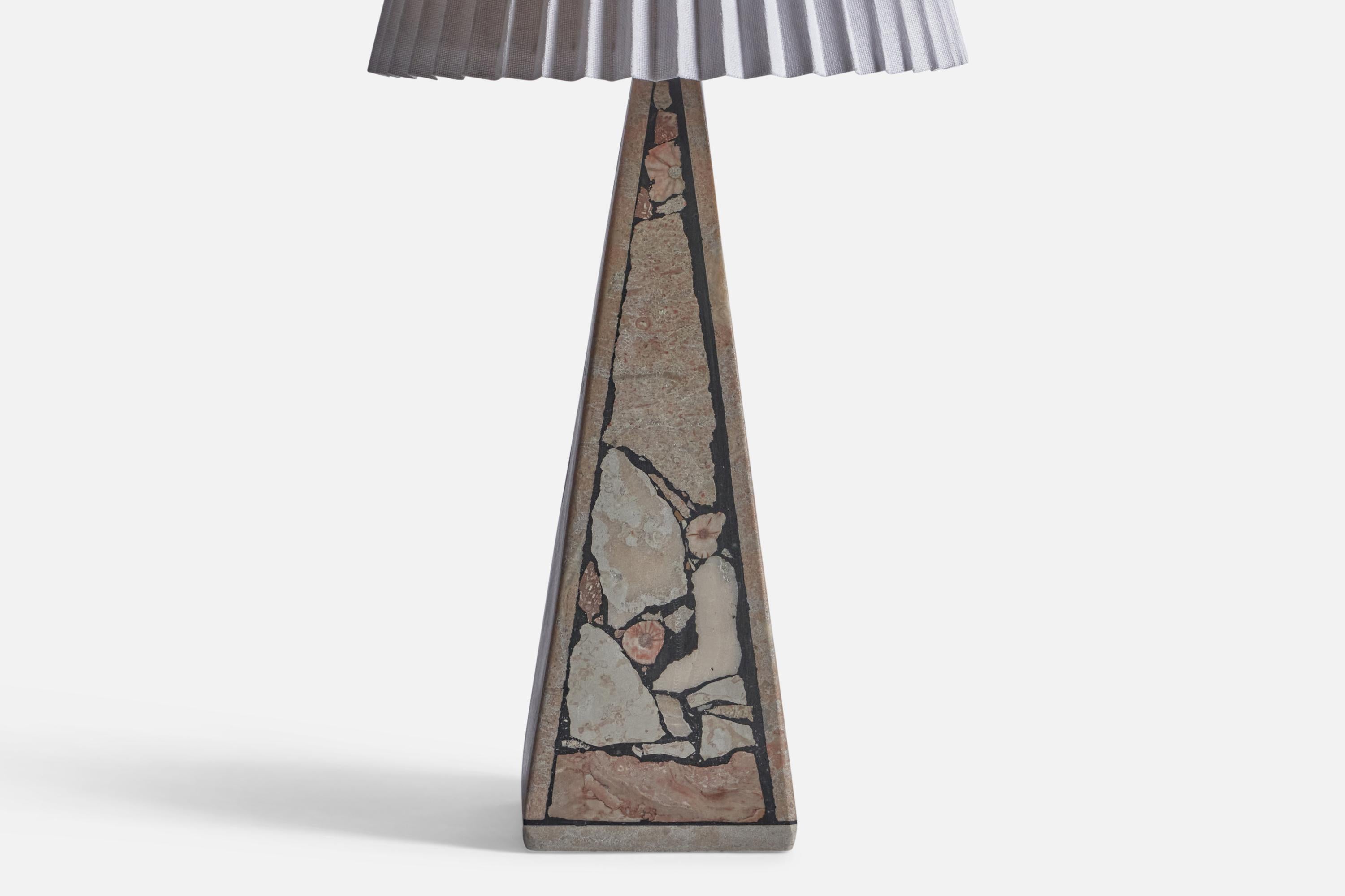 Swedish Designer, Table Lamp, Fossil Stone, Paper, Sweden, 1970s For Sale 2