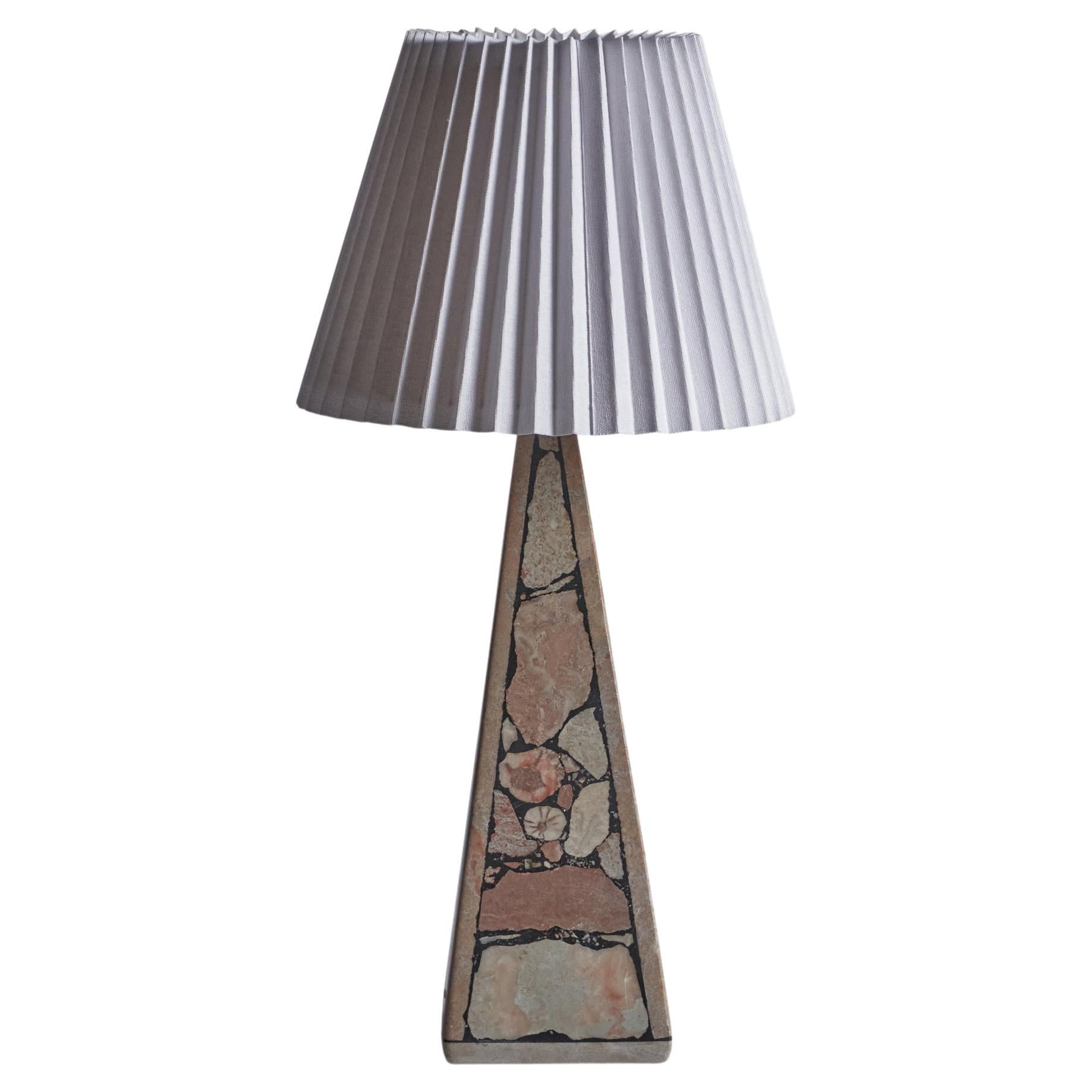 Swedish Designer, Table Lamp, Fossil Stone, Paper, Sweden, 1970s For Sale