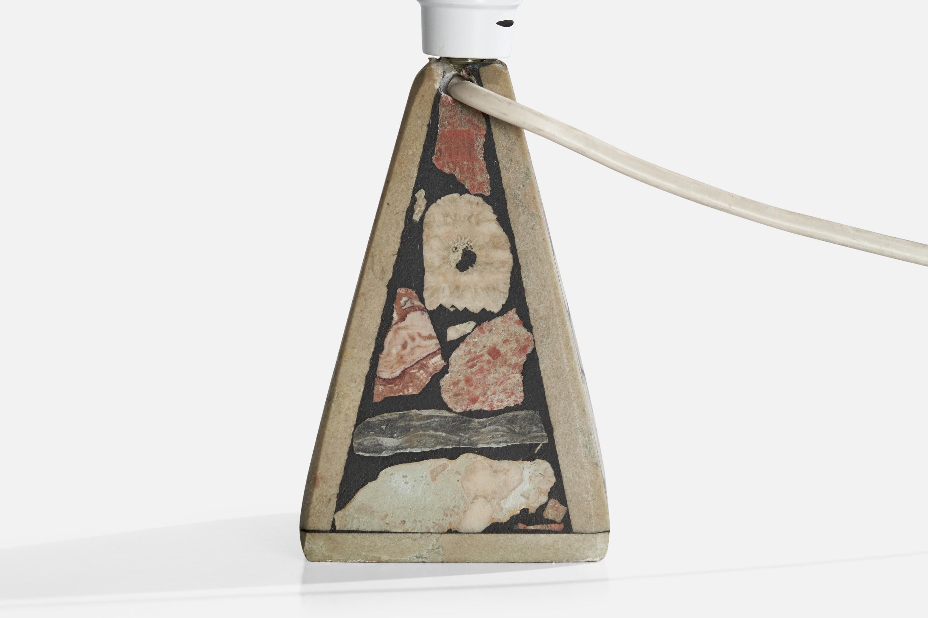 Swedish Designer, Table Lamp, Fossil Stone, Sweden, 1970s For Sale 6