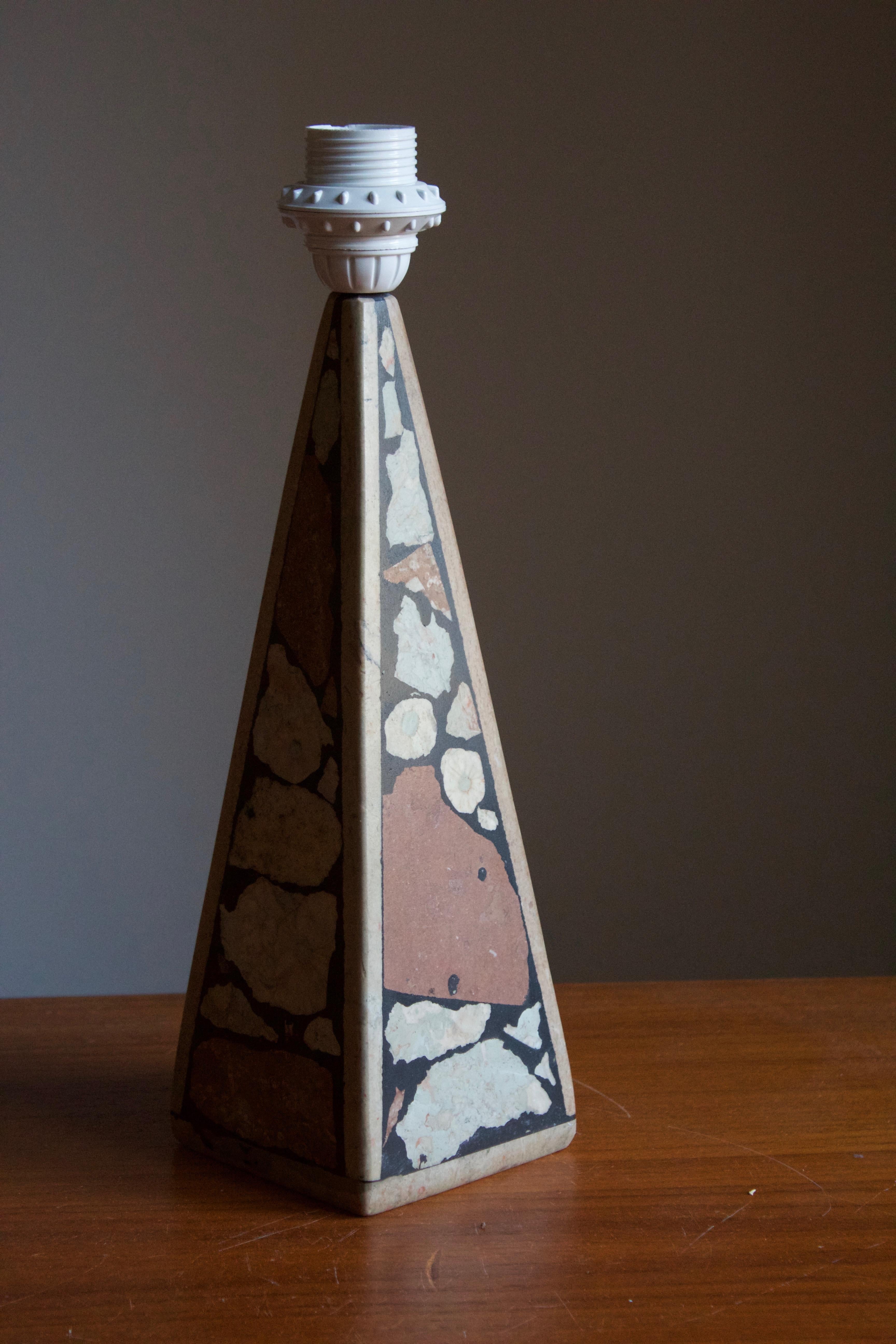 Mid-Century Modern Swedish Designer, Table Lamp, Fossil Stone, Sweden, 1970s