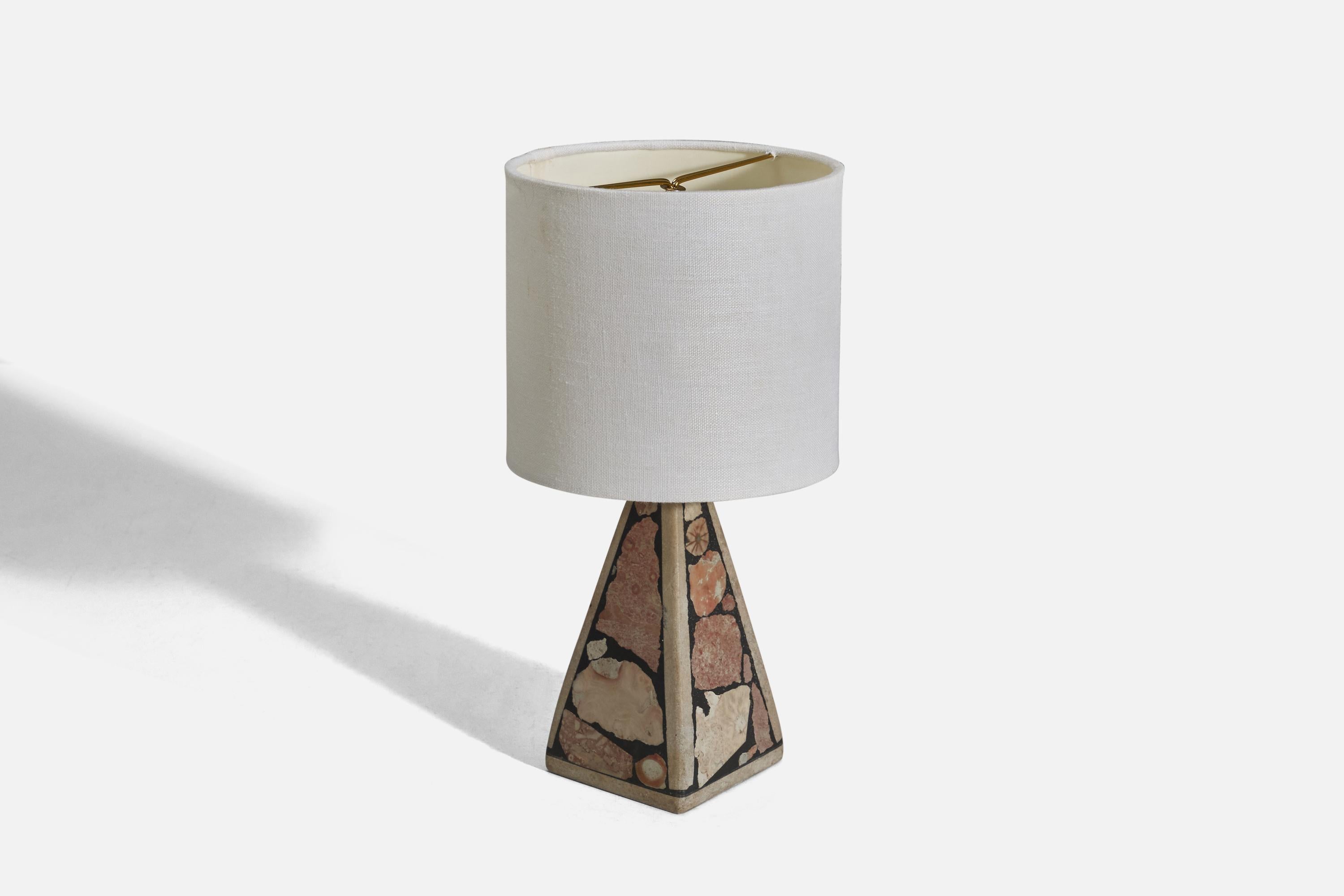 Scandinavian Modern Swedish Designer, Table Lamp, Fossil Stone, Sweden, 1970s For Sale