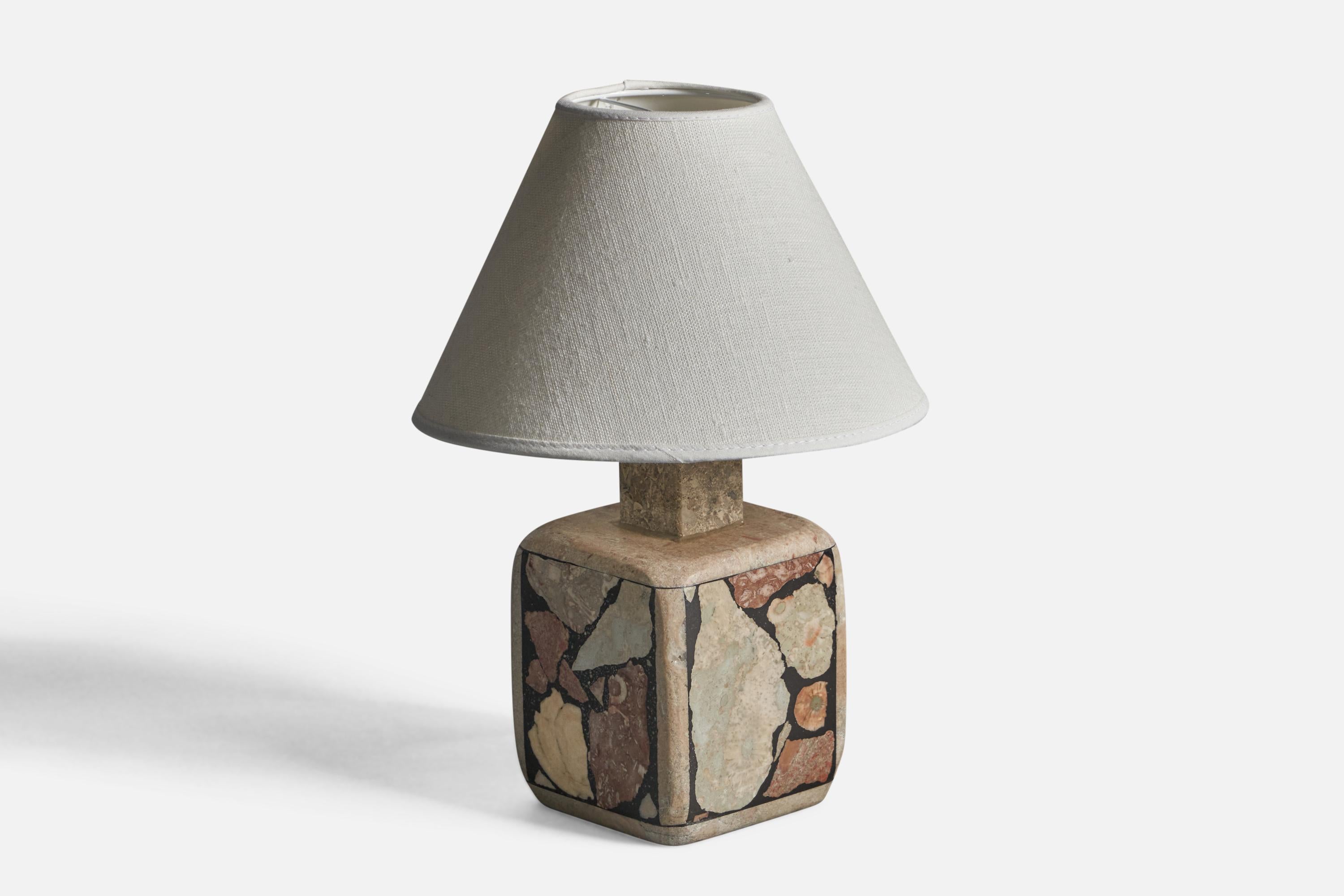 Post-Modern Swedish Designer, Table Lamp, Fossil Stone, Sweden, 1970s For Sale