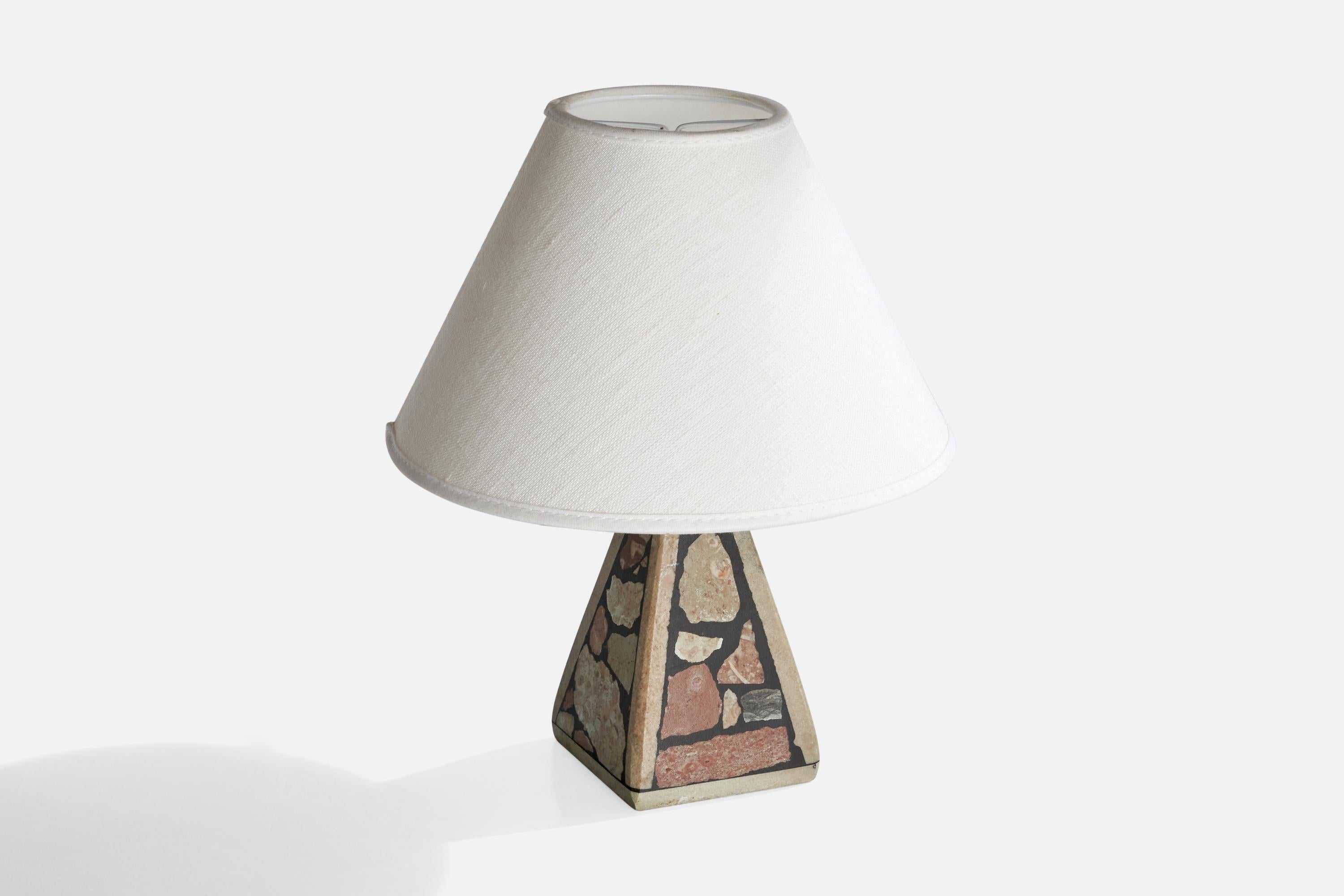 Late 20th Century Swedish Designer, Table Lamp, Fossil Stone, Sweden, 1970s For Sale