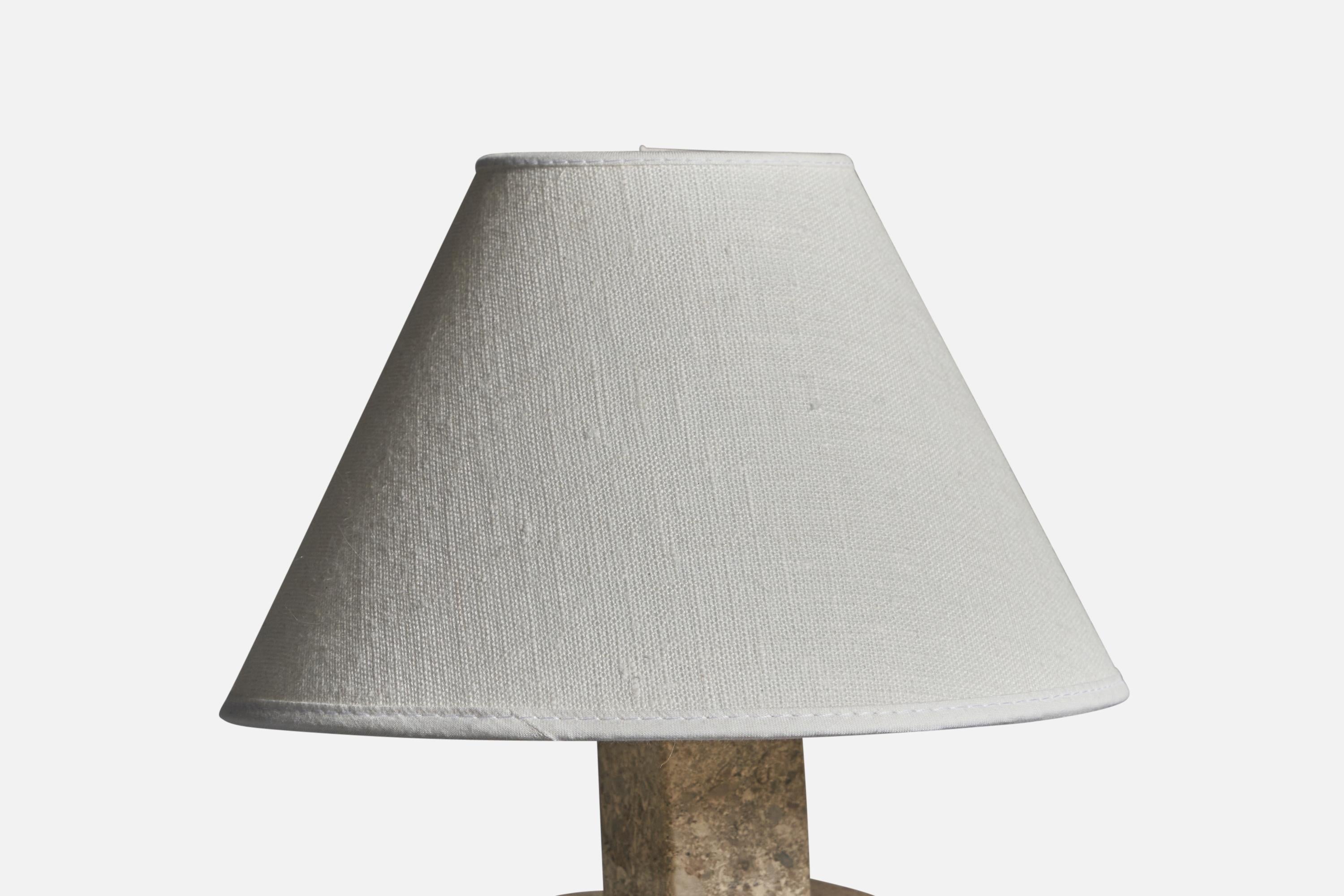 Late 20th Century Swedish Designer, Table Lamp, Fossil Stone, Sweden, 1970s For Sale