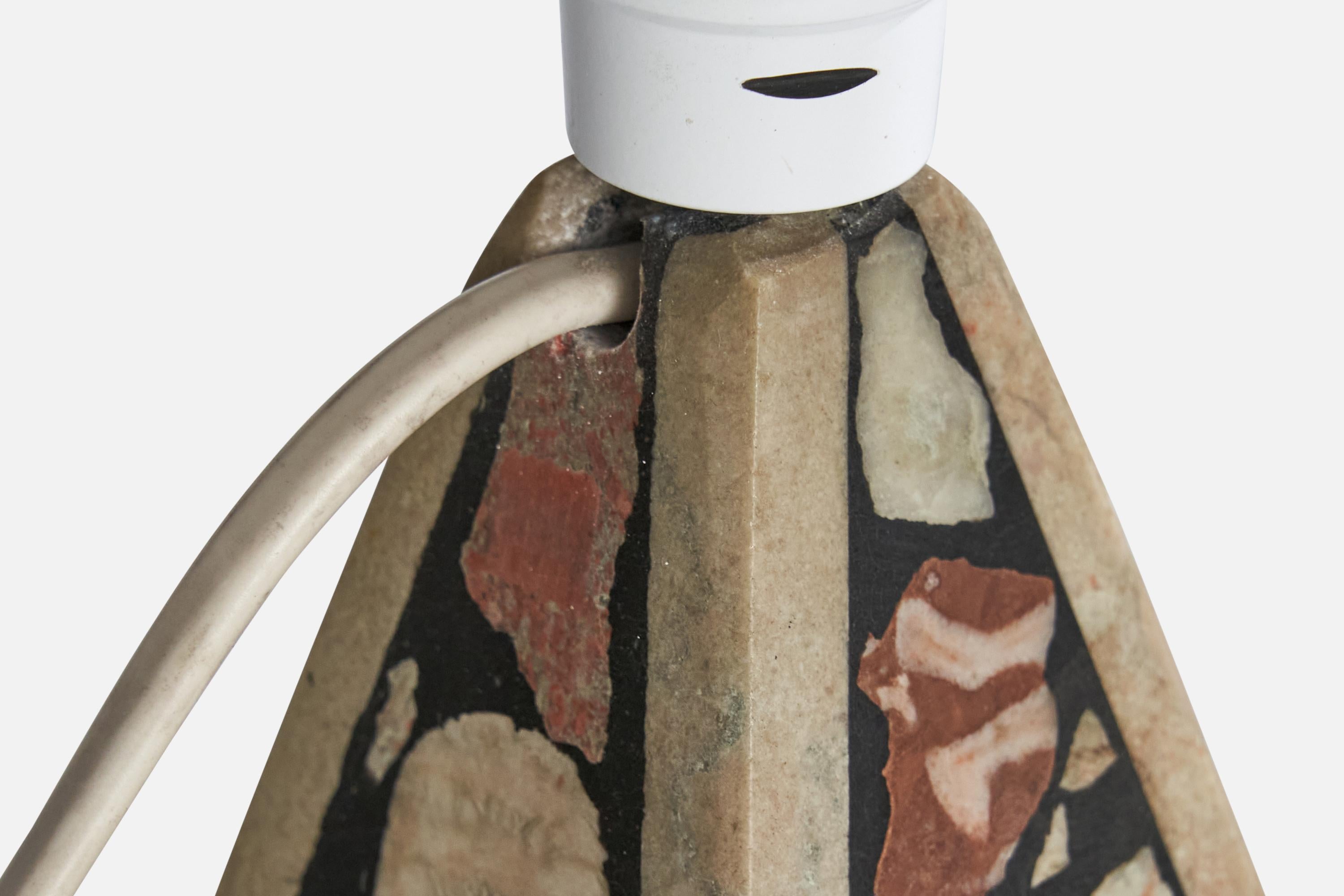 Swedish Designer, Table Lamp, Fossil Stone, Sweden, 1970s For Sale 1