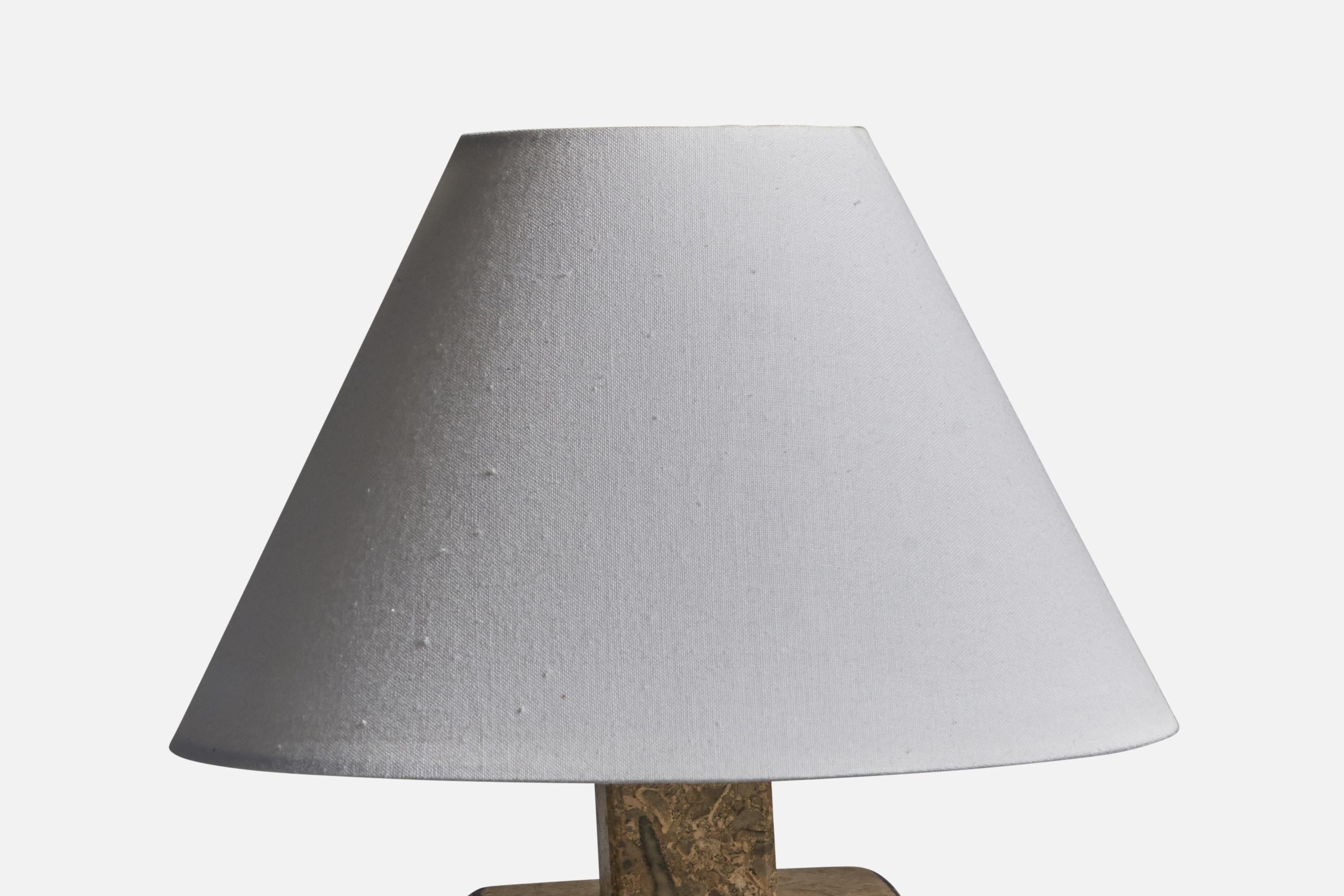 Late 20th Century Swedish Designer, Table Lamp, Fossil Stone, Sweden, 1970s For Sale