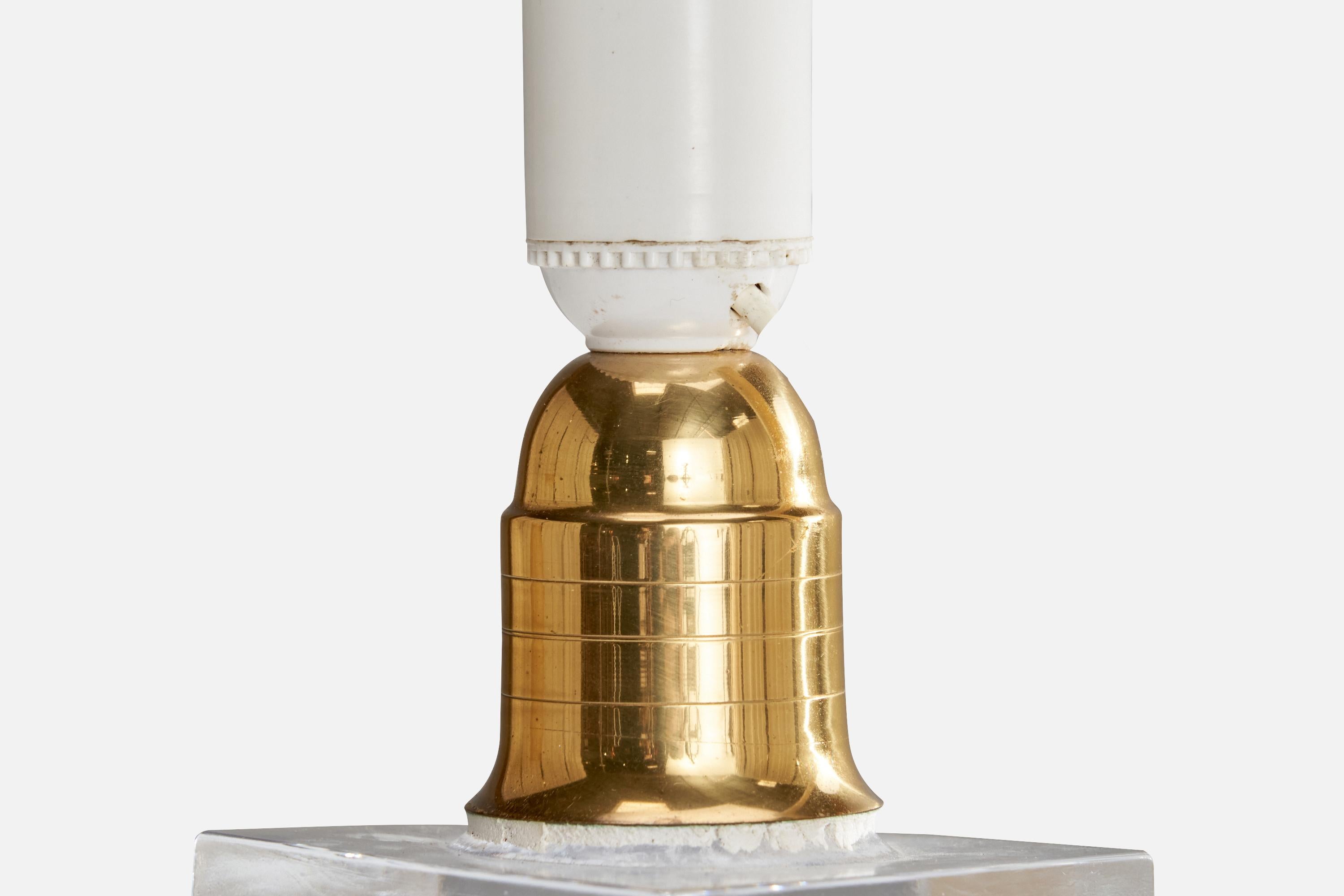Designer suédois, lampe de table, verre, laiton, papier, Suède, années 1950 en vente 4