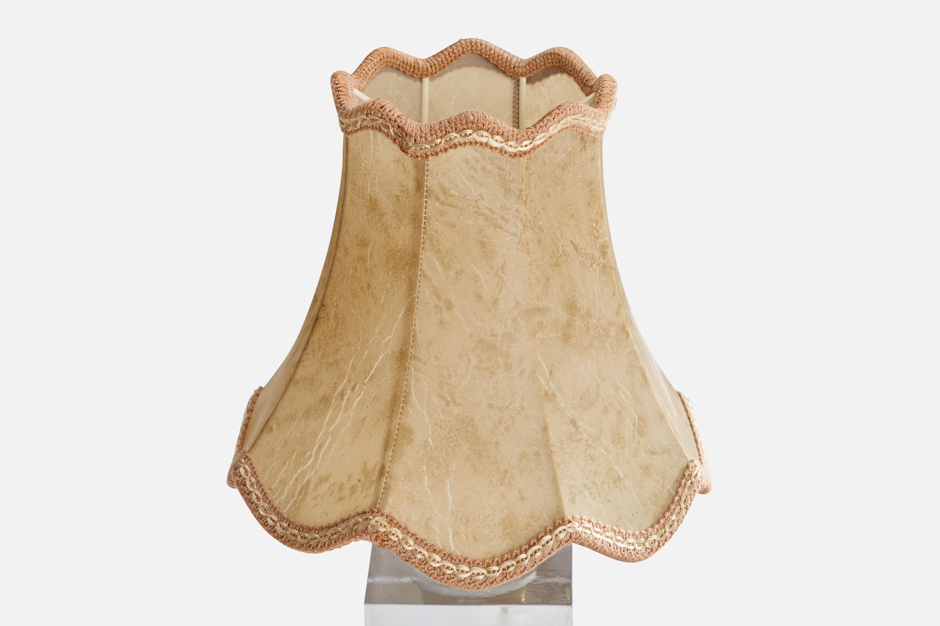 Designer suédois, lampe de table, verre, laiton, papier, Suède, années 1950 en vente 1