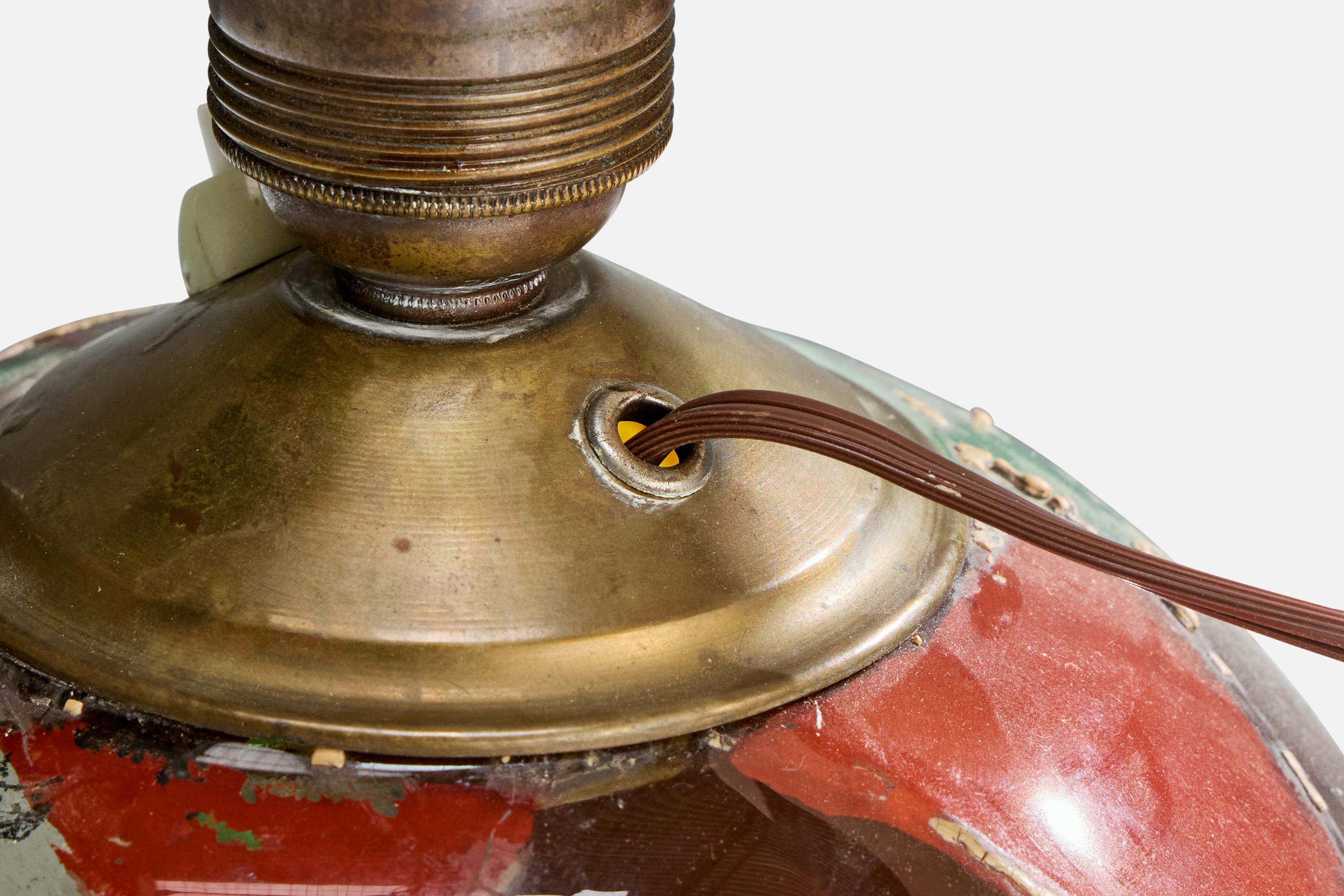 Designer suédois, lampe de bureau, verre, laiton, Suède, années 1930 en vente 3