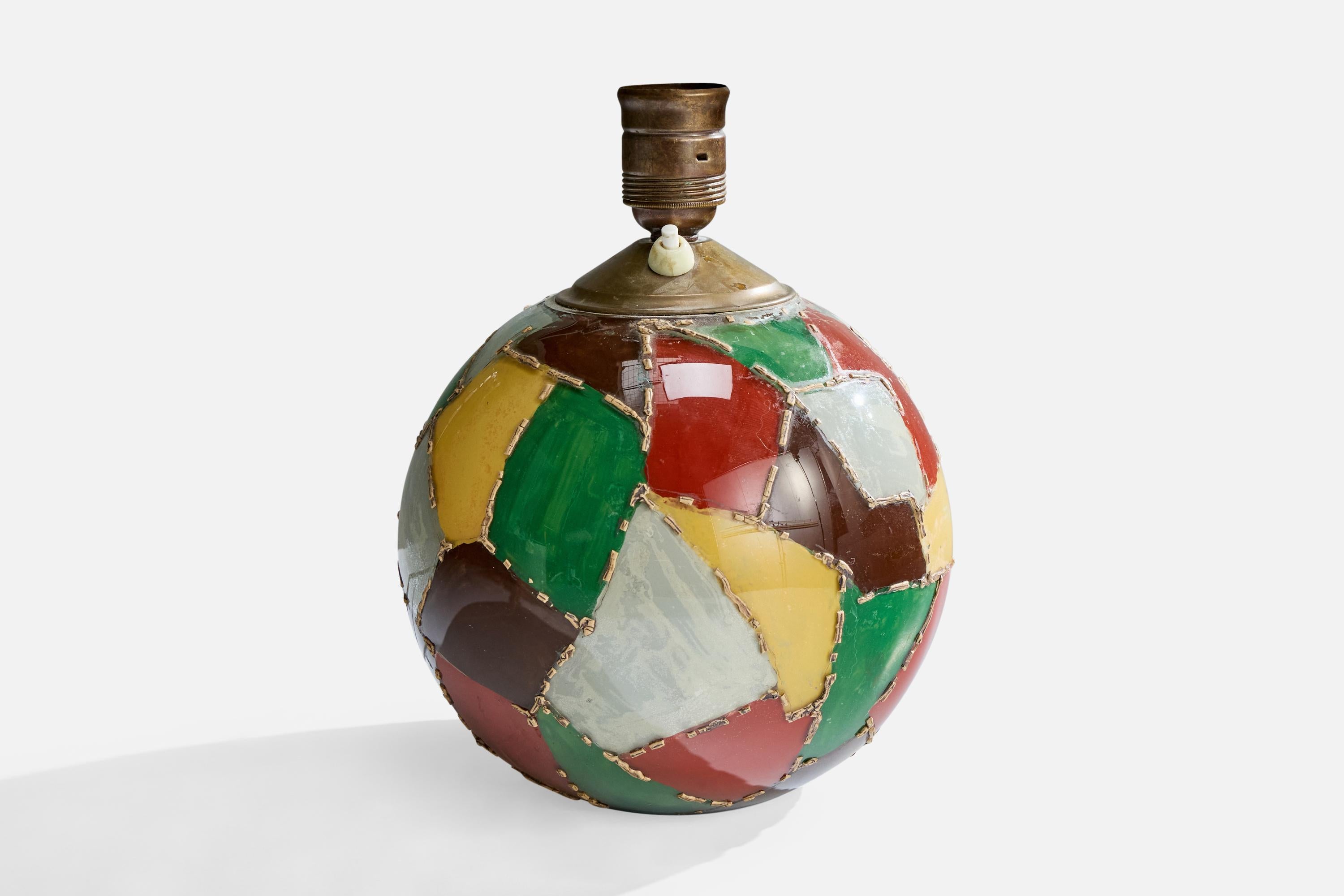 Designer suédois, lampe de bureau, verre, laiton, Suède, années 1930 Bon état - En vente à High Point, NC