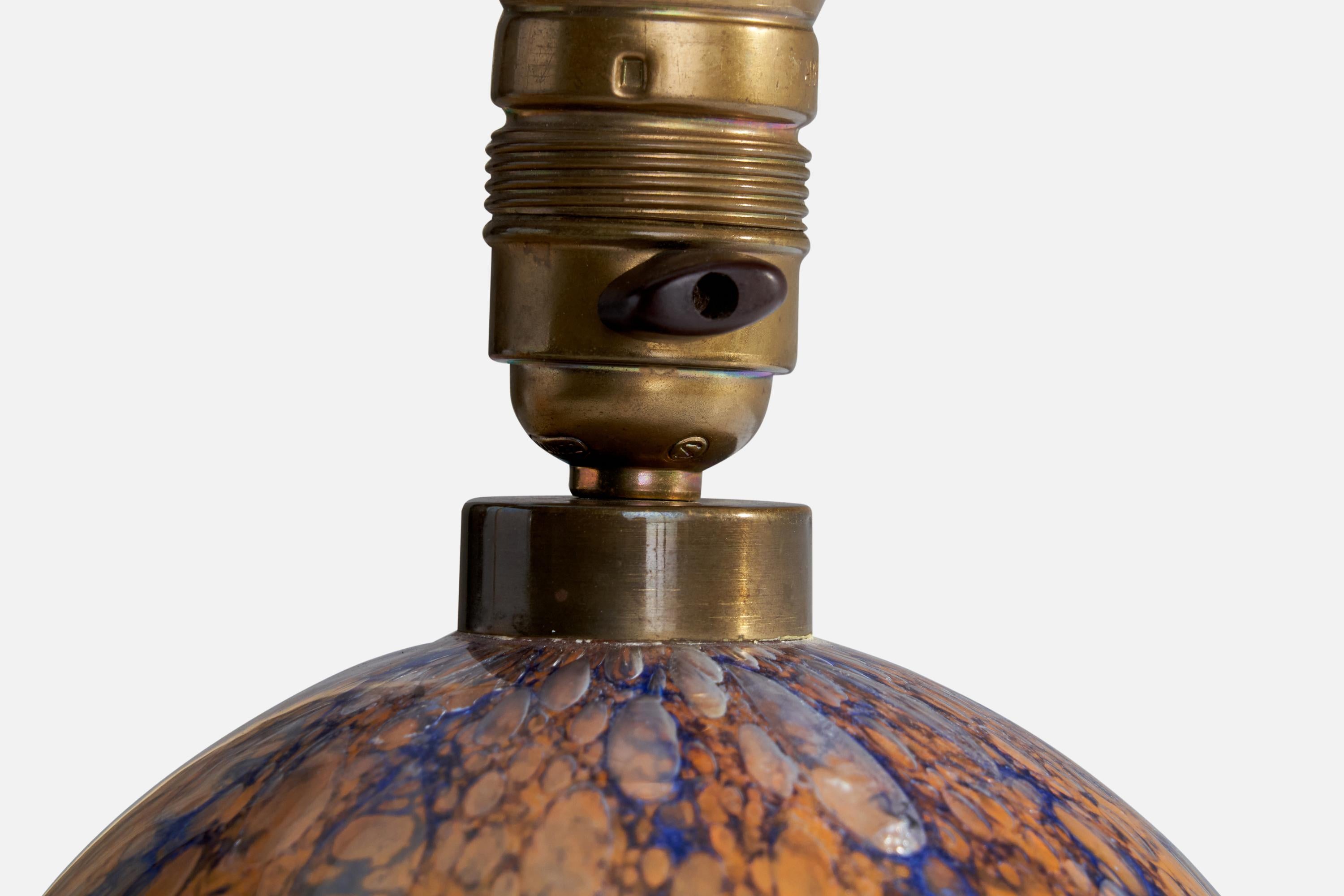 Swedish Designer, Table Lamp, Glass, Brass, Sweden, 1930s For Sale 1