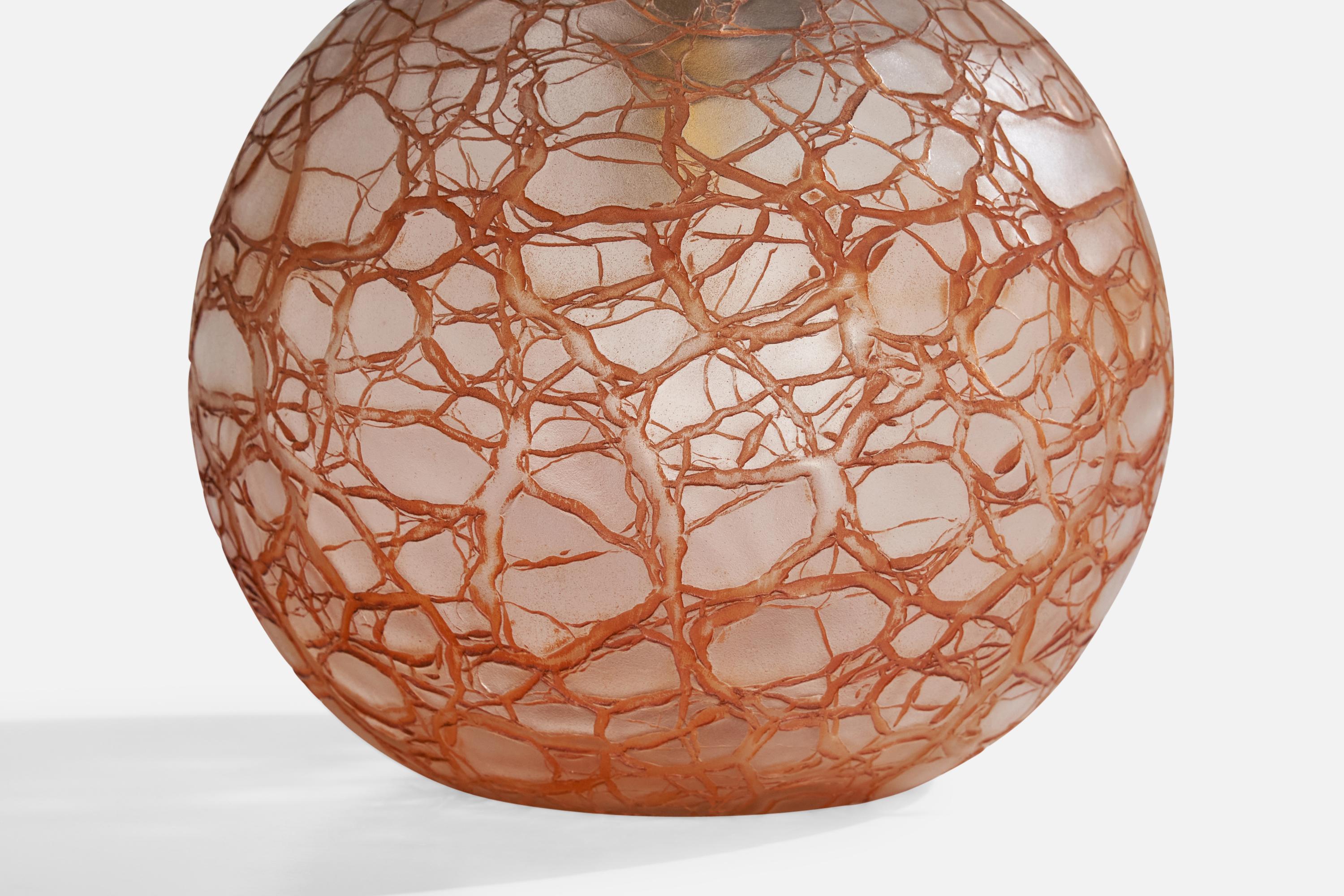 Milieu du XXe siècle Designer suédois, lampe de bureau, verre, laiton, Suède, années 1930 en vente