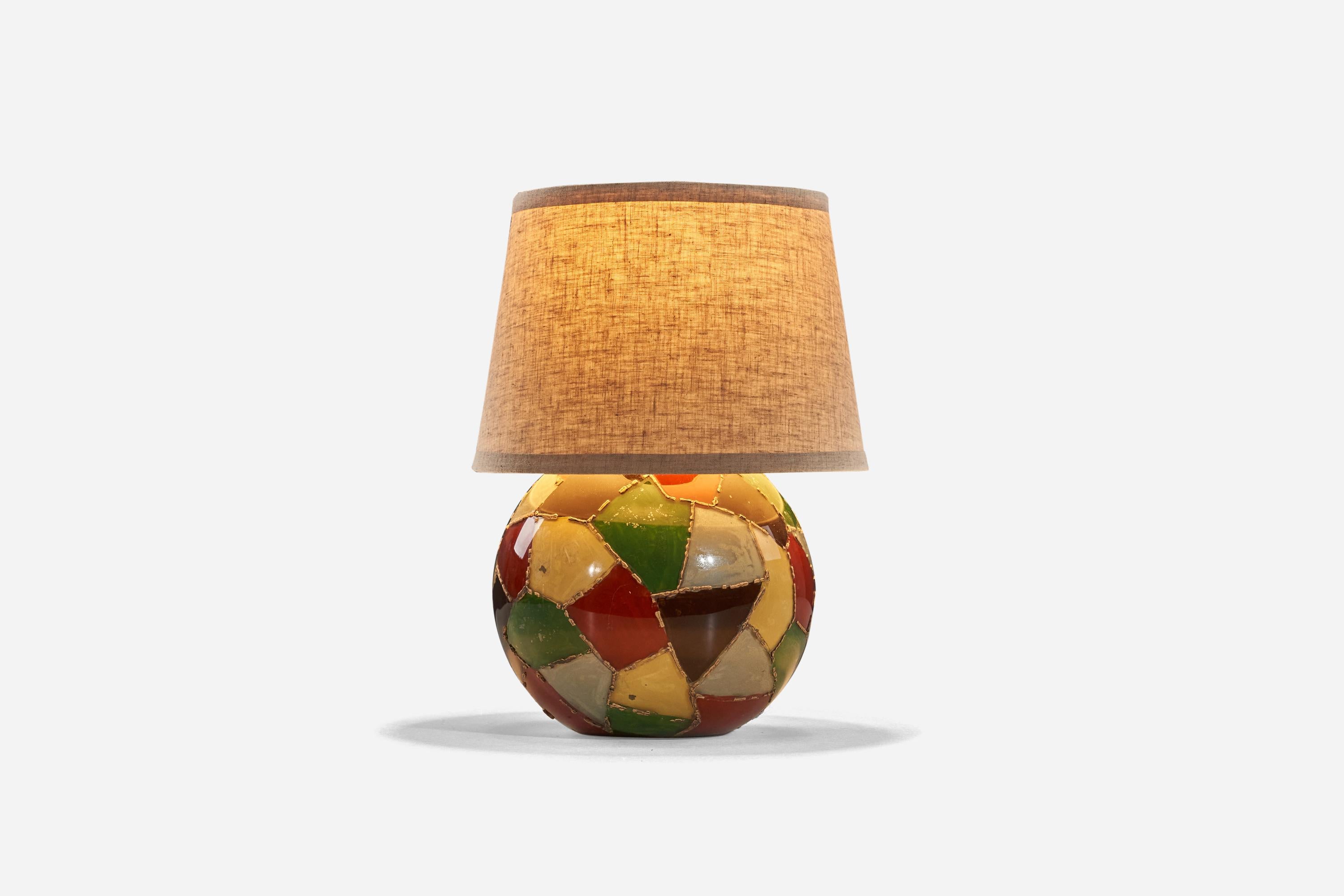 Suédois Designer suédois, lampe de bureau, verre, laiton, Suède, années 1940 en vente
