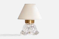 Swedish Designer, Table Lamp, Glass, Brass, Sweden, 1960s