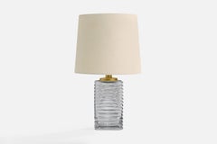 Swedish Designer, Table Lamp, Glass, Brass, Sweden, 1960s